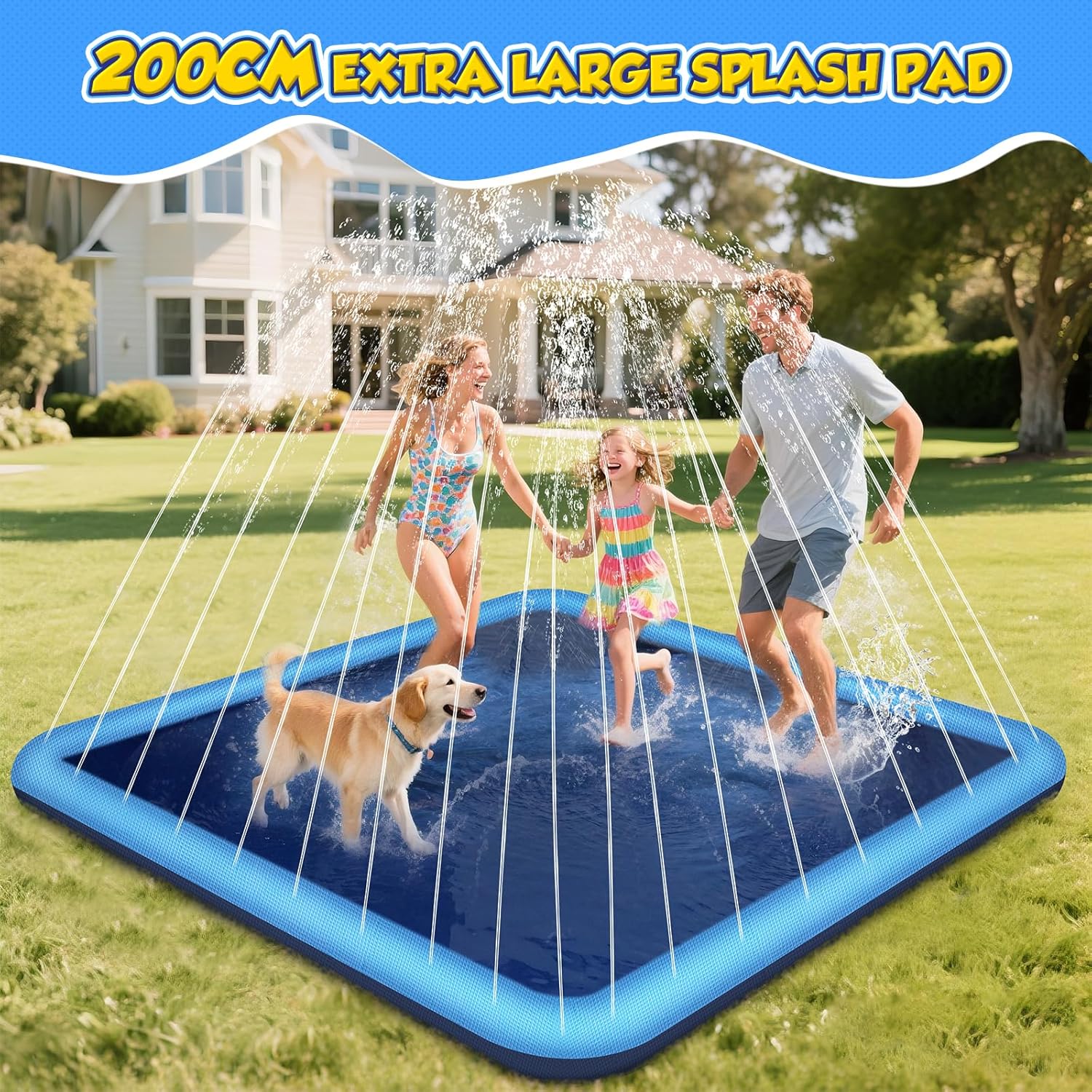 (Carré 200 cm) Jouets Aquatiques pour Enfants, Jeux d'extérieur avec Fonction antidérapante, Tapis à Jets d'eau de 200 cm - 5