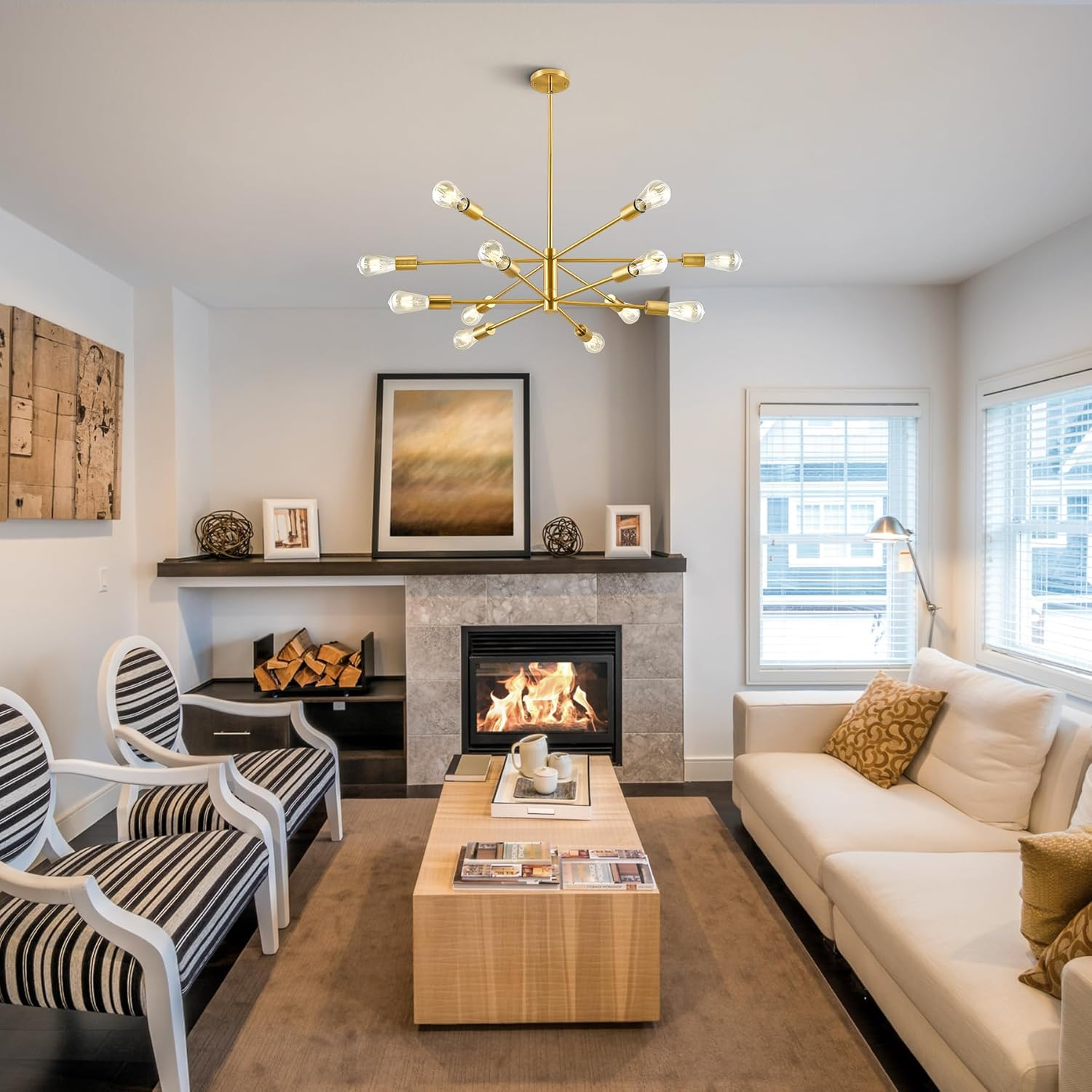 Lustre Moderne Spoutnik à 8 Lumières, Plafonnier Semi-encastré En Métal