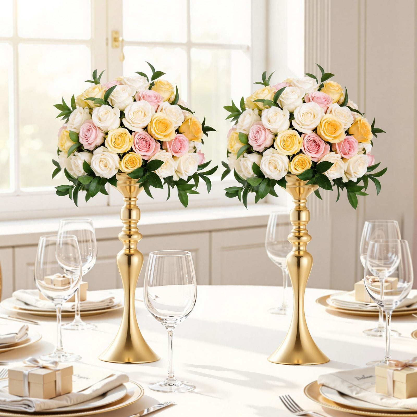 Vase de Mariage Métal VEVOR Lot de 16 Vase de Centre de Table Hauteur 38 cm Support pour Compositions Florales, Banquets Fêtes, Décoration Intérieure - 8