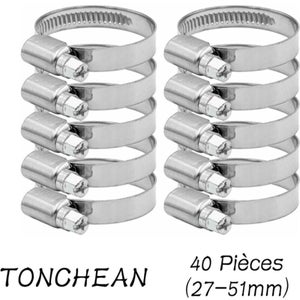 20 Colliers De Serrage Acier Inoxydable 304 - 5 Tailles De 6 à 51mm | Pour Tuyaux Jardin, Piscine Et Maison