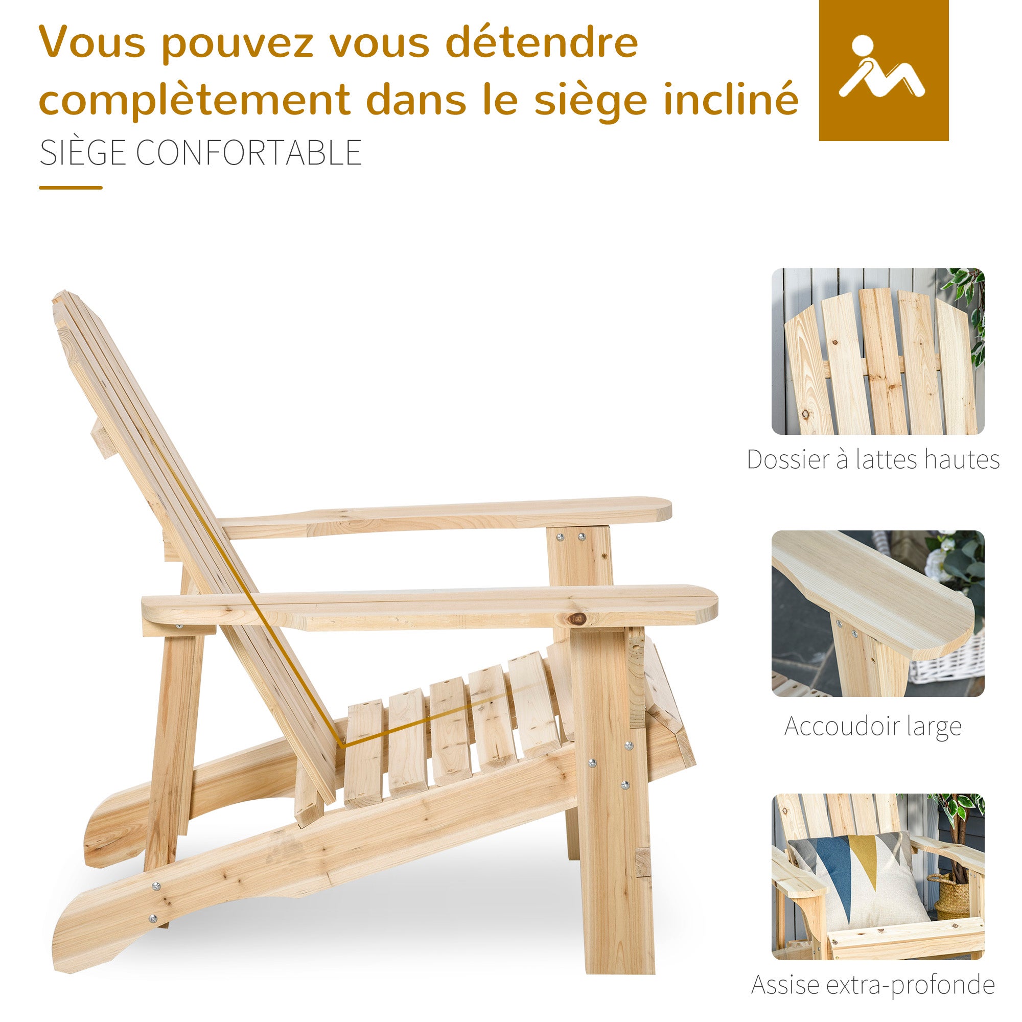 fauteuil de jardin Bois Outsunny - 6