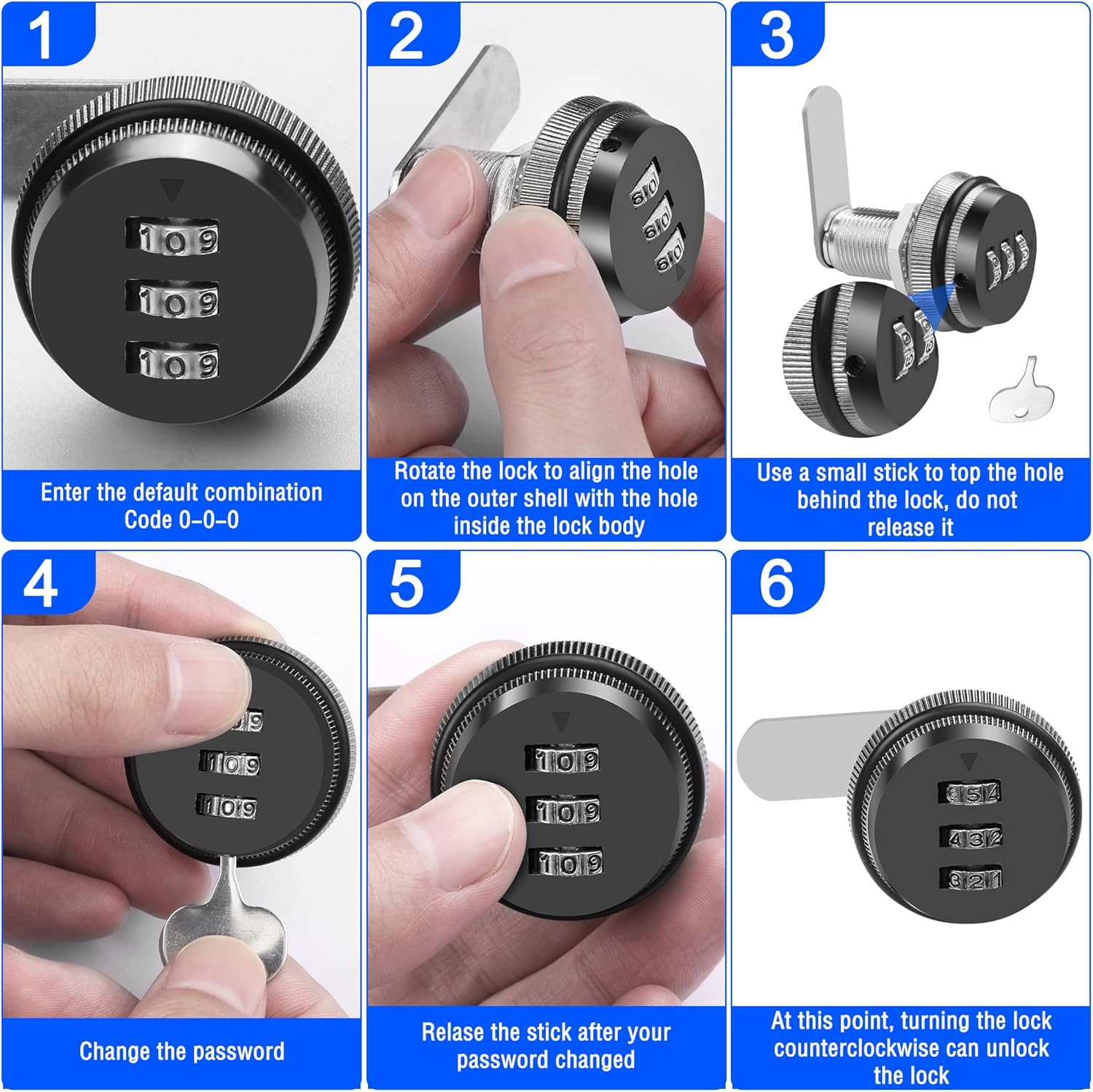 Serratura A Camma Per Armadietti, Cassetti, Cassette Postali | Spessore Porta 16-40 Mm | Con 2 Chiavi - Foto 2