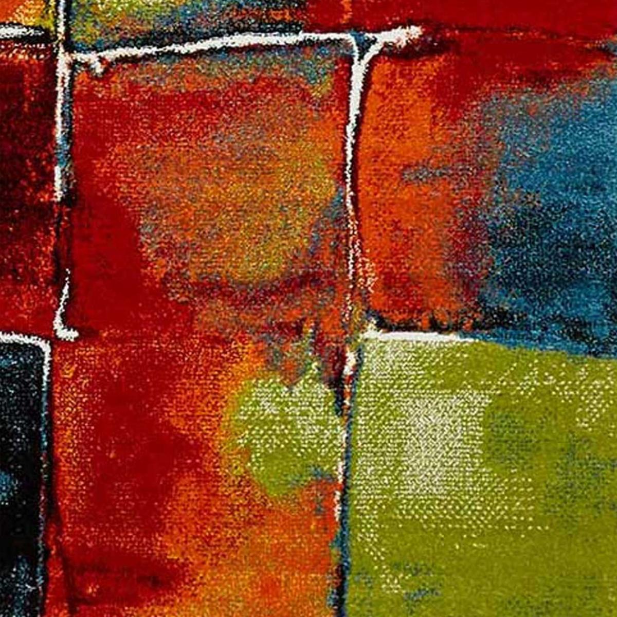 tapis salon 120x170 tissé multicolore rectangle motif géométrique LYN8 BELO 2 - 3