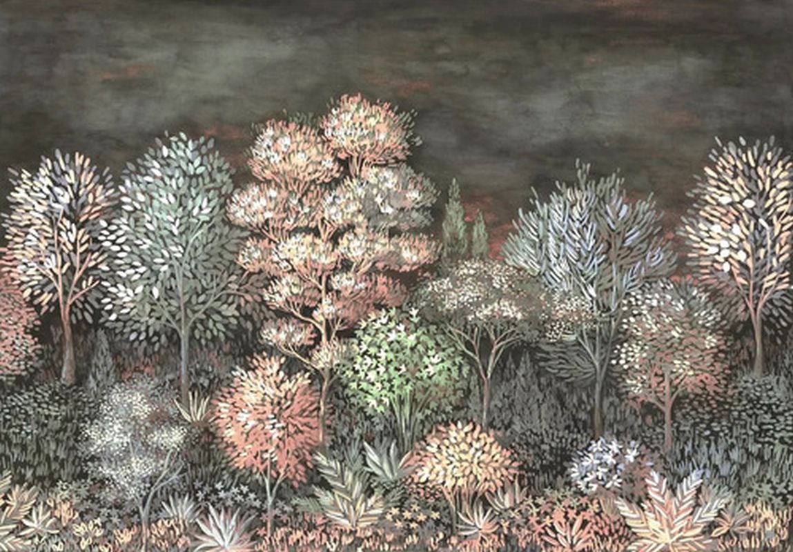 Fotomural paisaje boscoso marrón y rosa - 400 cm x 2.7 m - erismann