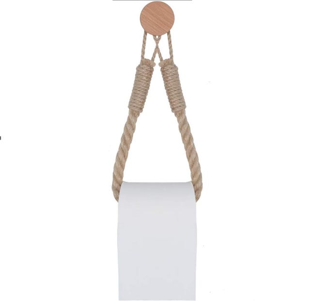 Wieszak na papier toaletowy w stylu vintage, wykonany z liny konopnej do łazienki (styl C)
