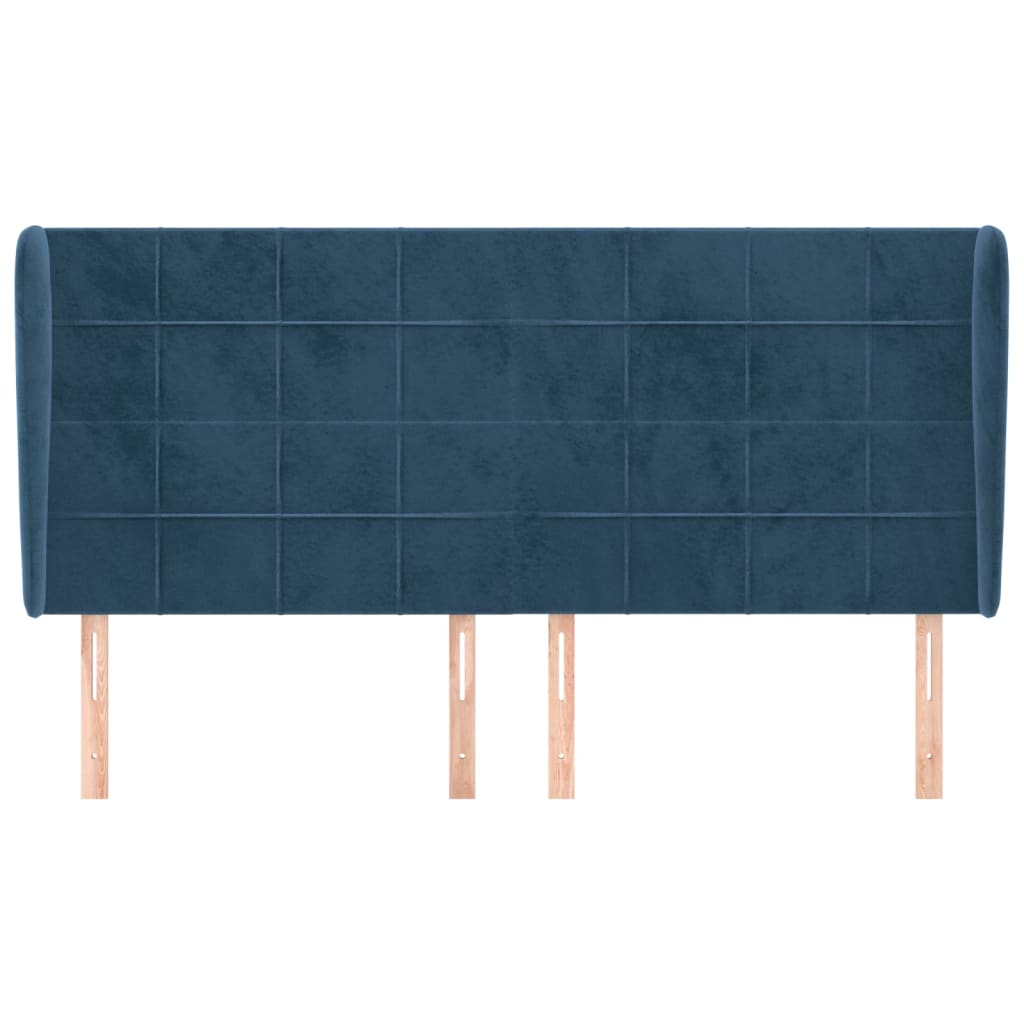 Cabecero con orejas de terciopelo azul oscuro 203x23x118/128 cm vidaXL - 3