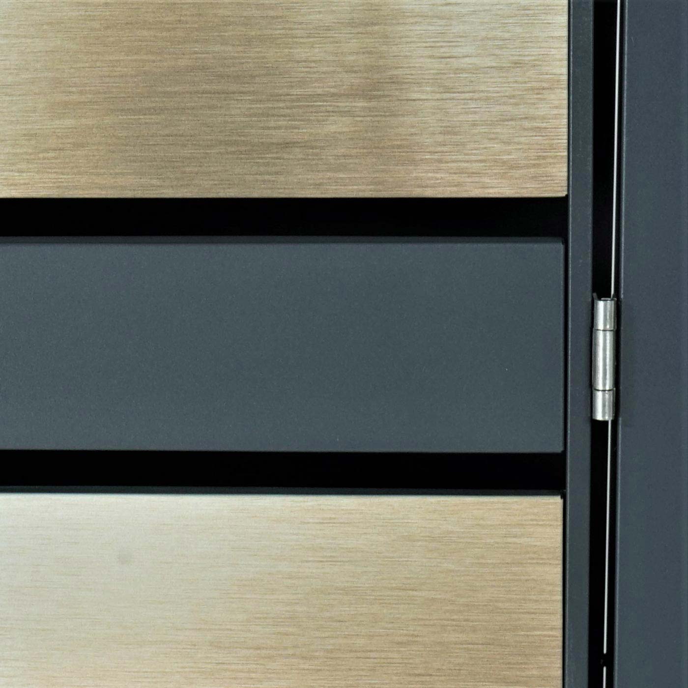 Set 2x copribidoni box spazzatura rifiuti HWC-J81 80x132x117cm acciaio inox antracite gold - 6