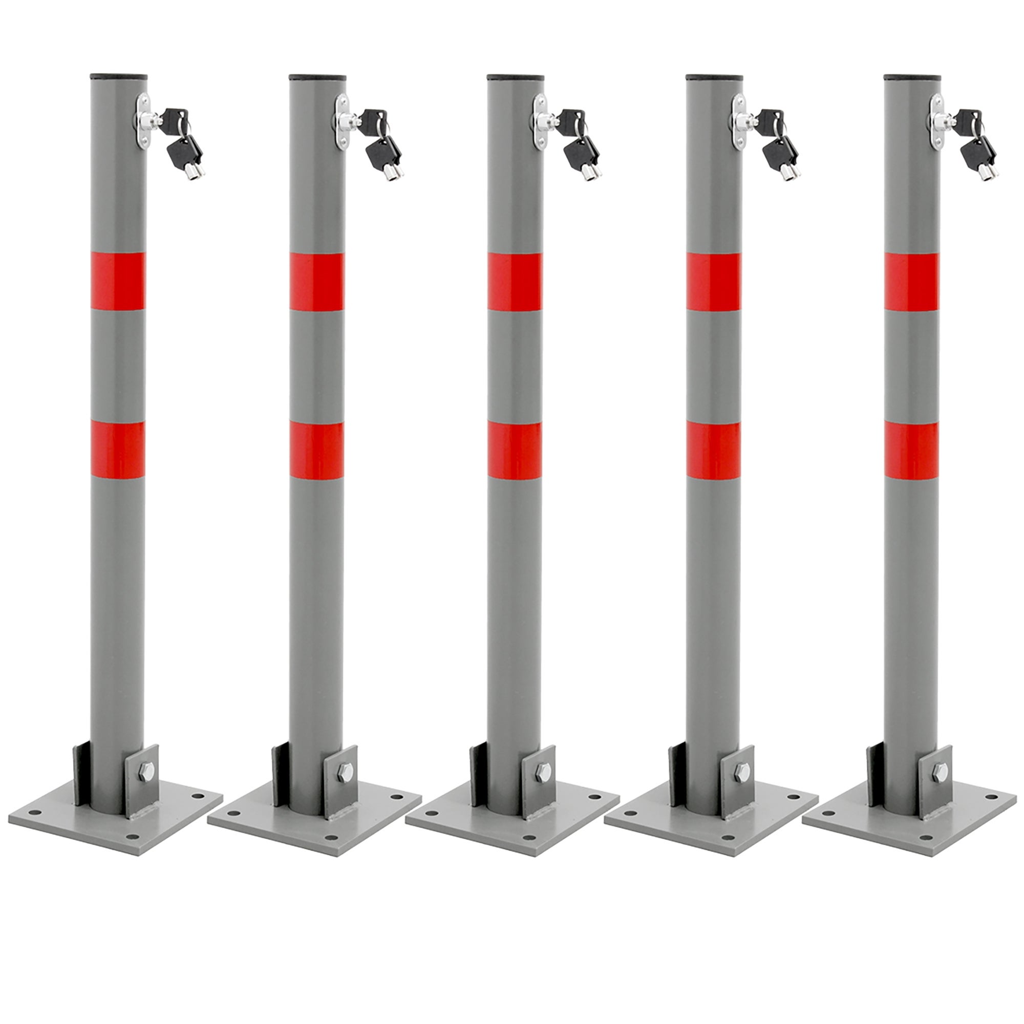 Borne De Parking Rabattable Wiltec - 700x180x480mm, Acier | Avec 3 Clés, Bandes Réfléchissantes