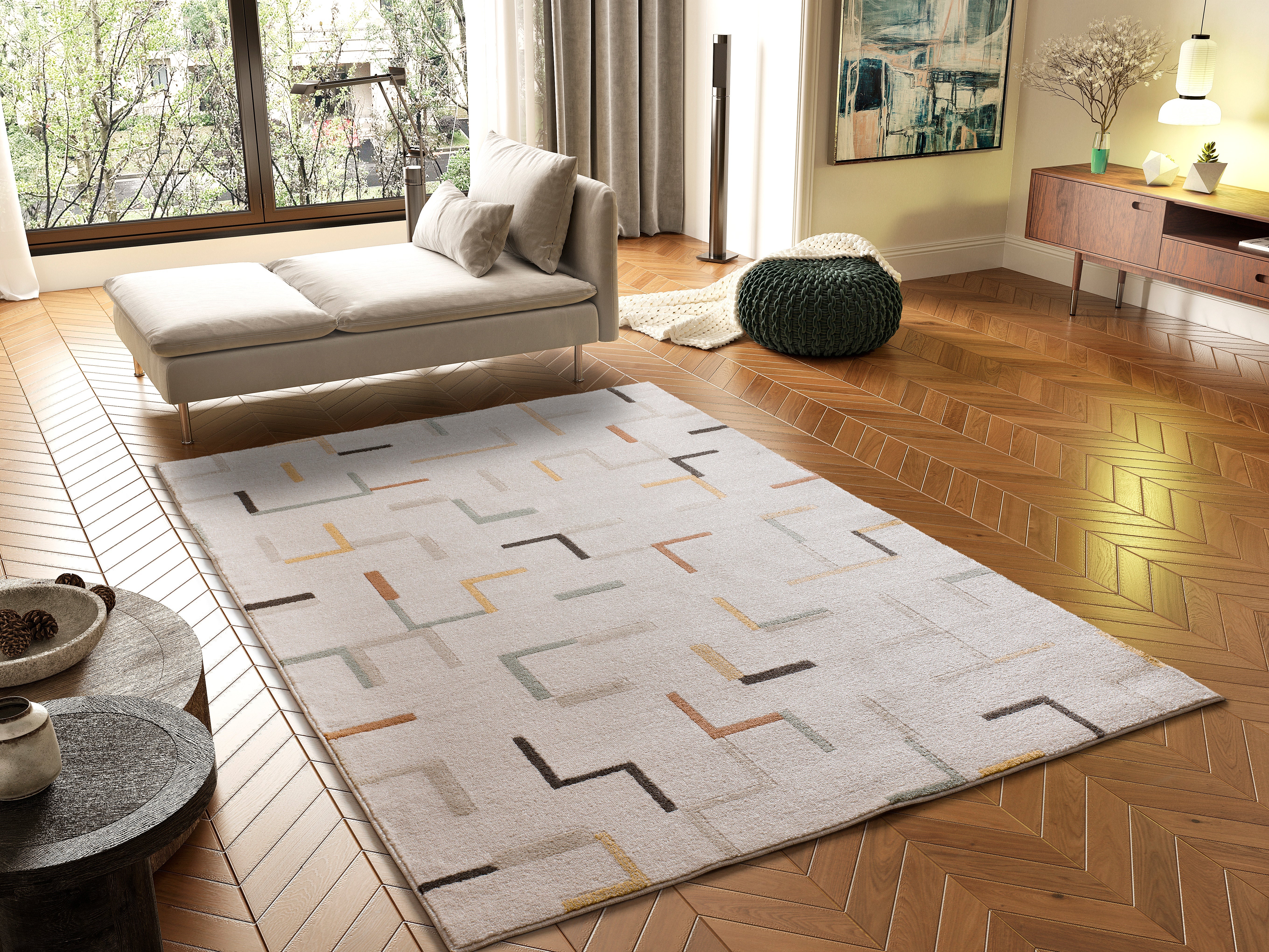 DOMUS geometryczny wielokolorowy prostokątny dywan 160 x 230 cm - ATTICGO