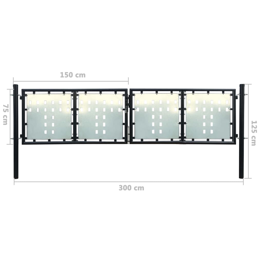 Portail simple de clôture Noir 300x125 - 5