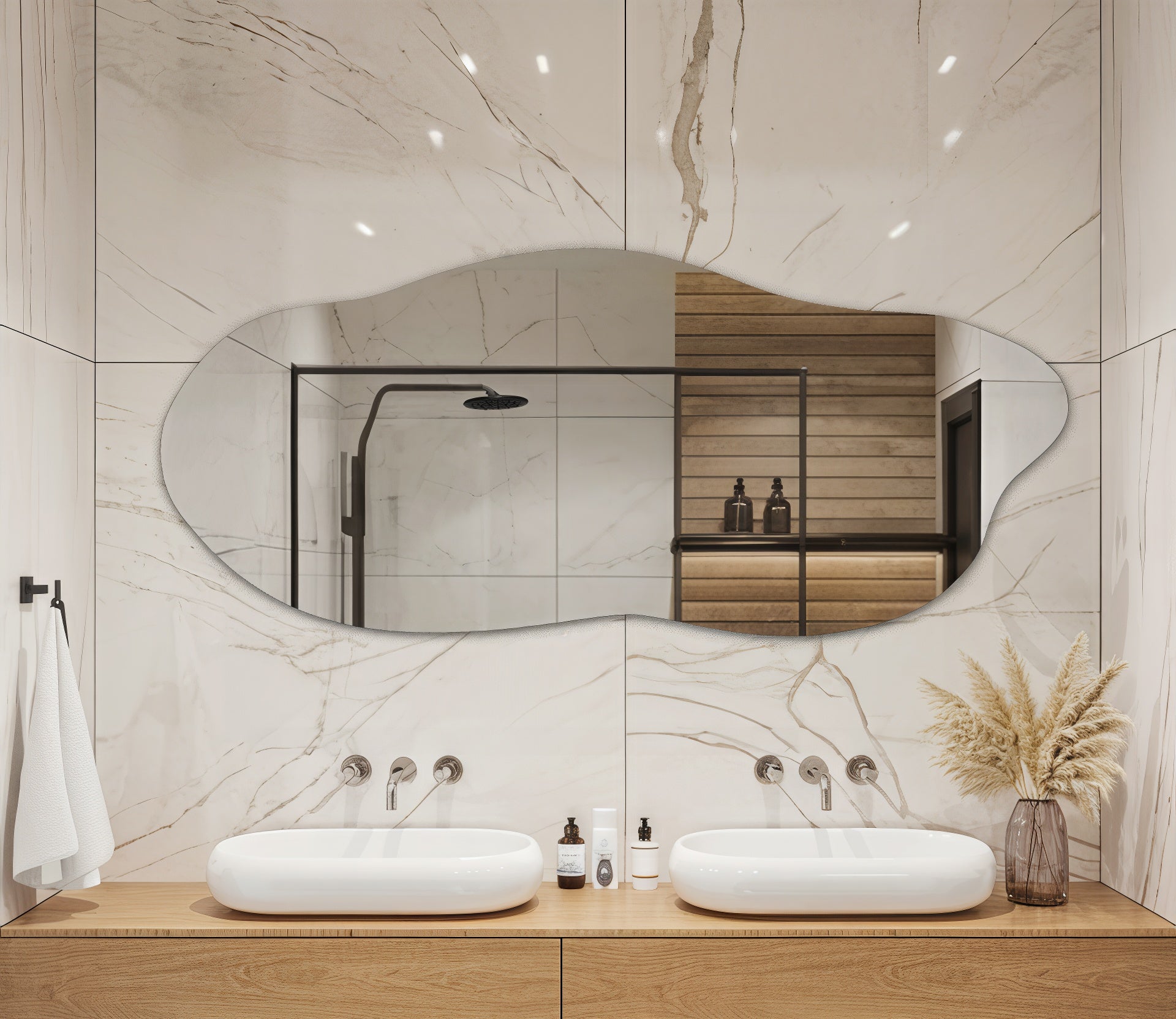 Specchio Decorativo con Forma Organica e Irregolare, Per Arredare Salotto, Camera o Ingresso con Stile - 45 x 100 cm - 4