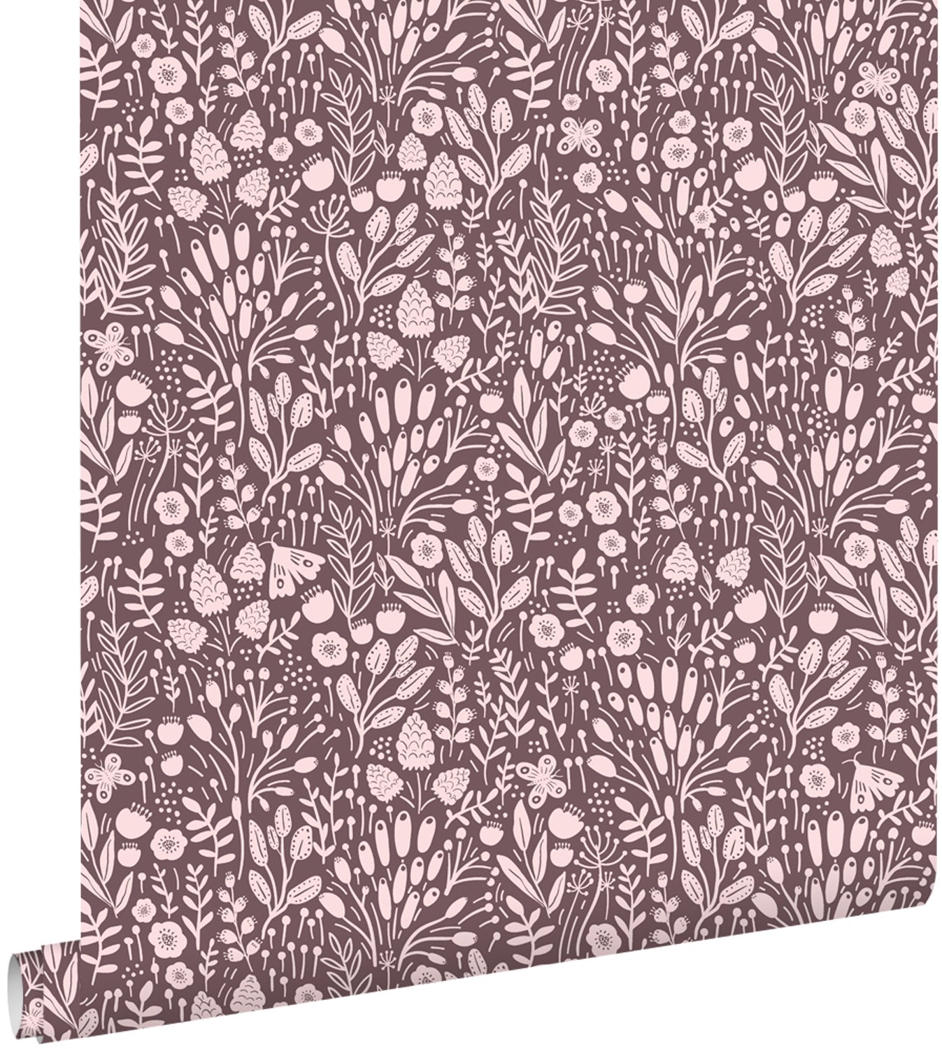 Tapeta kwiaty bakłażanowym fioletowym - 50 x 900 cm - ESTAHOME