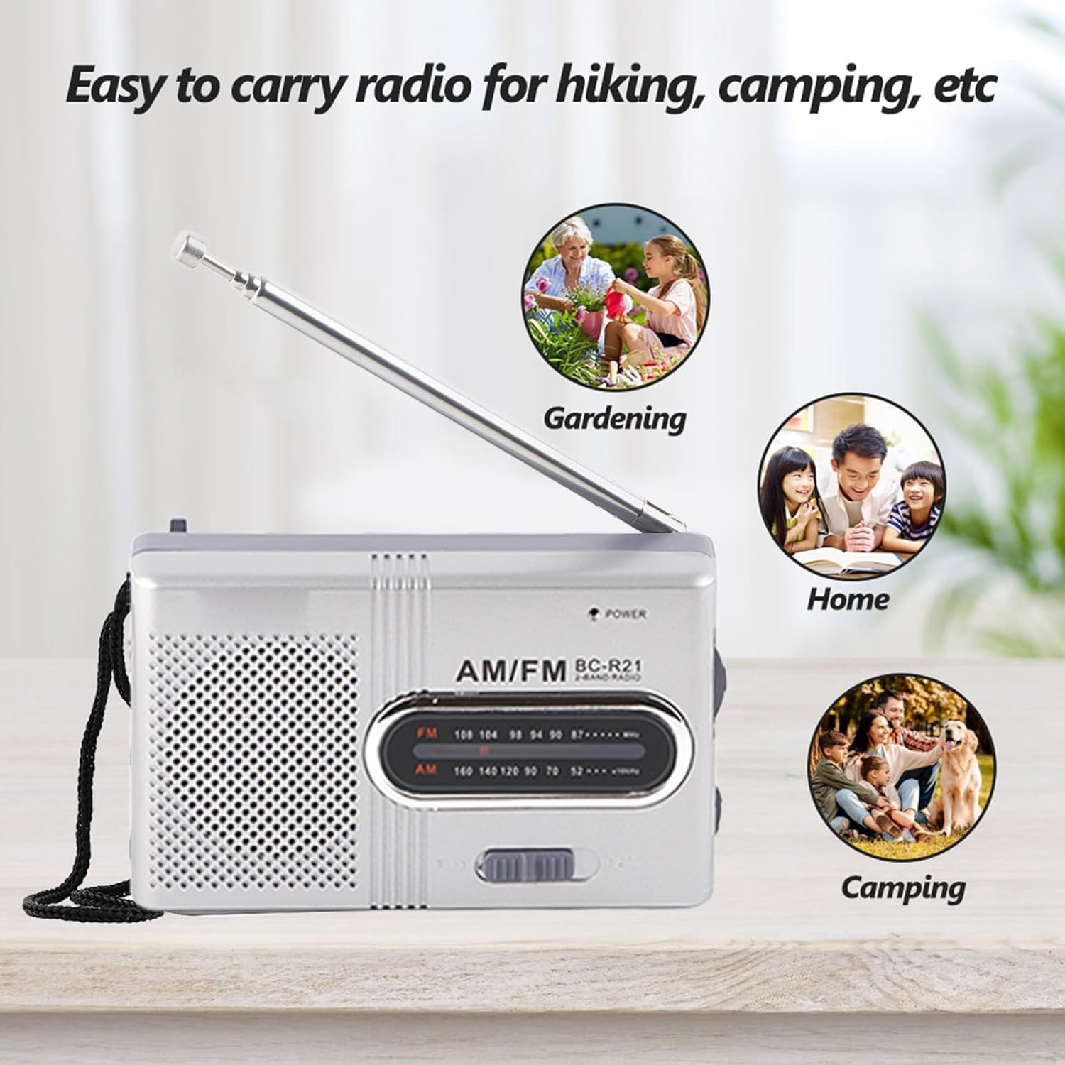 Radio Portatile AM/FM Analogica – Altoparlante Integrato, Antenna Telescopica, Jack Cuffie, Alimentazione A 2 Batterie AA, Per Casa E Emergenze - 3