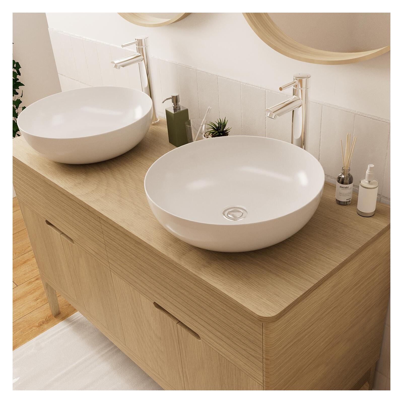 Ensemble meuble double-vasque 120 cm chêne naturel + 2 vasques ALASKA - 6