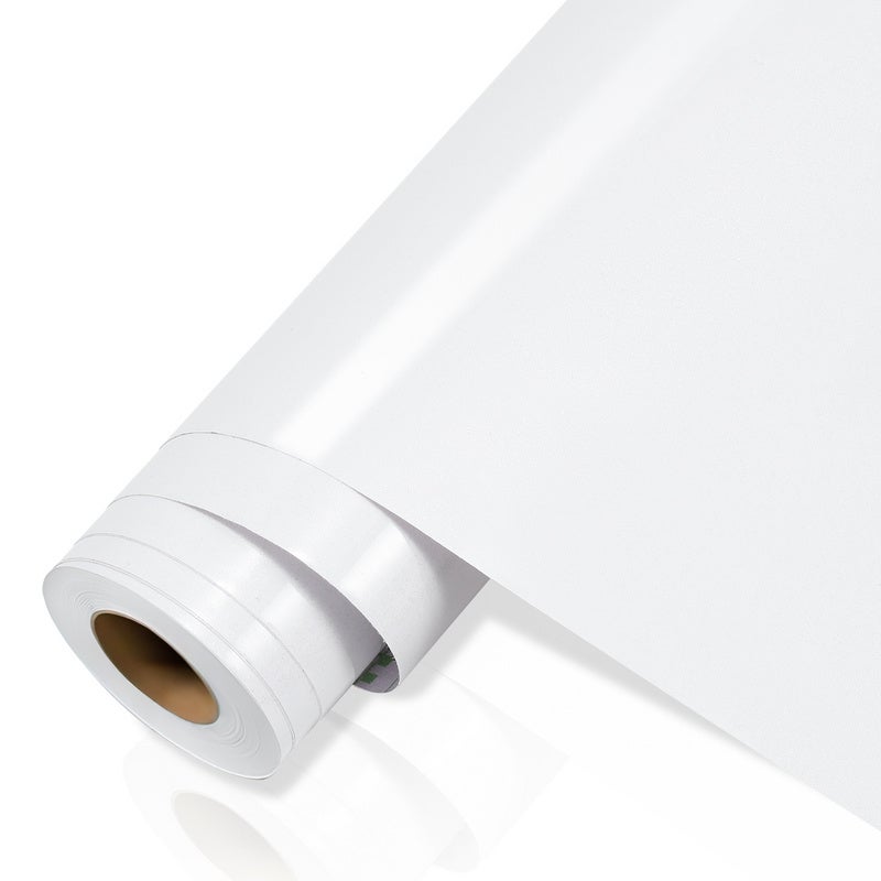 Pegatinas de pared con efecto impermeable, autoadhesiva, película de vinilo, 500x61cm, color blanco