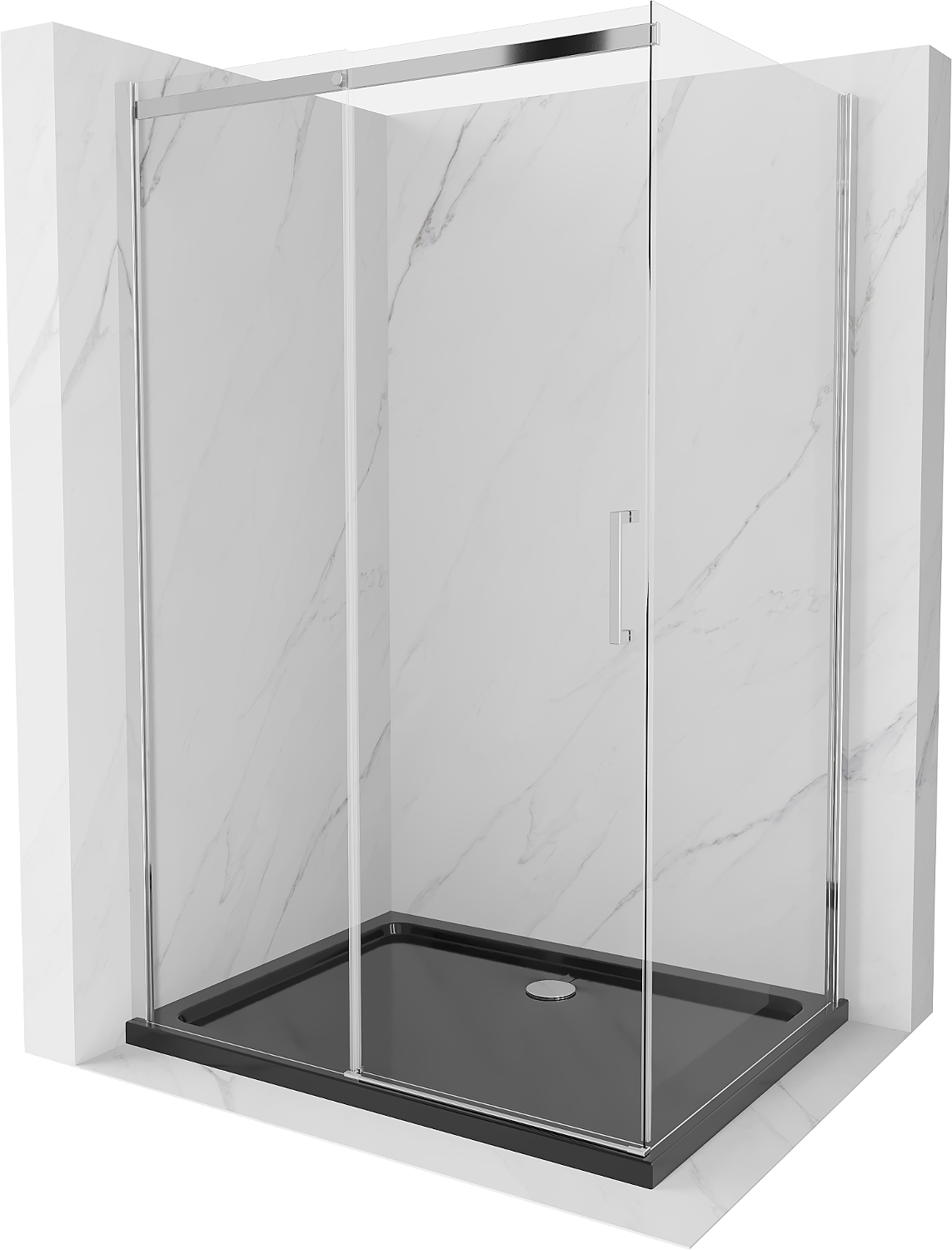 Mexen Omega kabina prysznicowa rozsuwana 120 x 90 cm, transparent, chrom + brodzik Flat, czarny - 825-120-090-01-00-4070