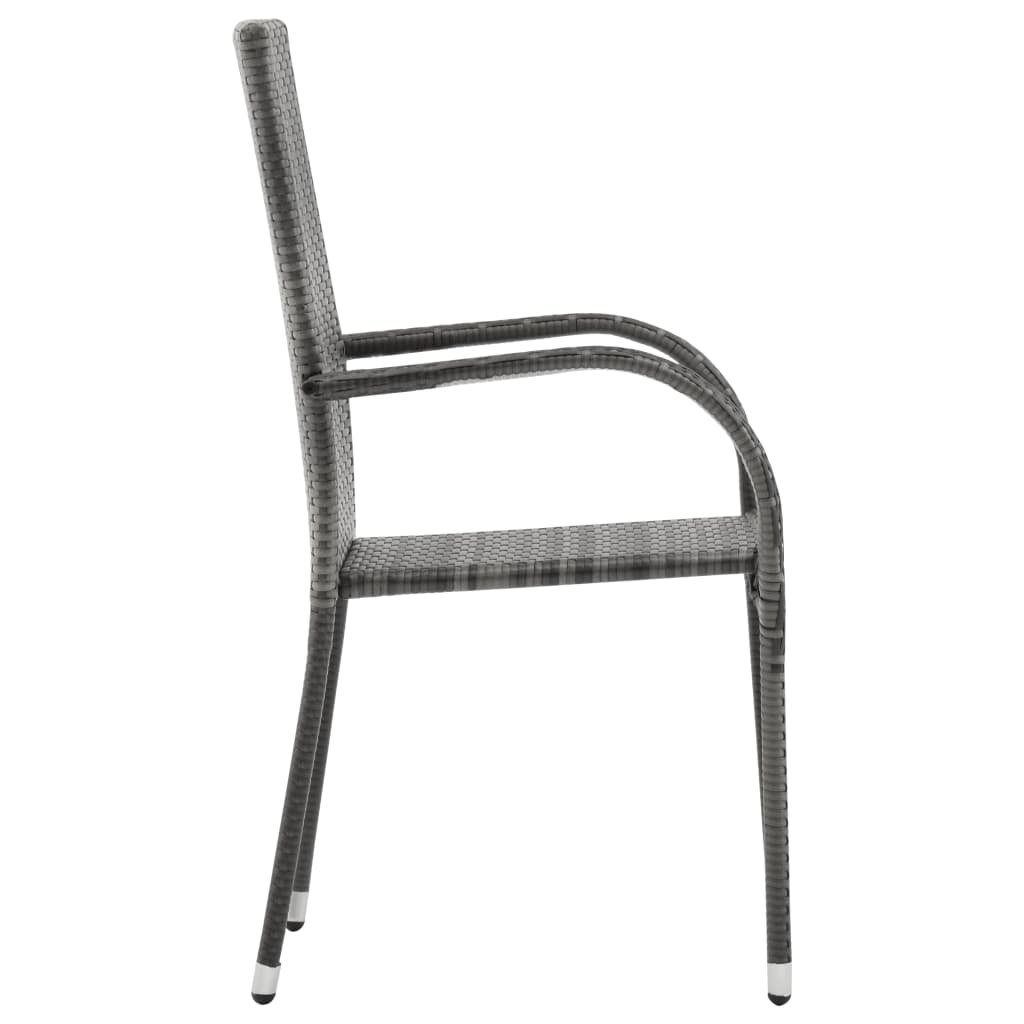 Chaises empilables d'extérieur 6 pcs Gris Résine tressée - 5