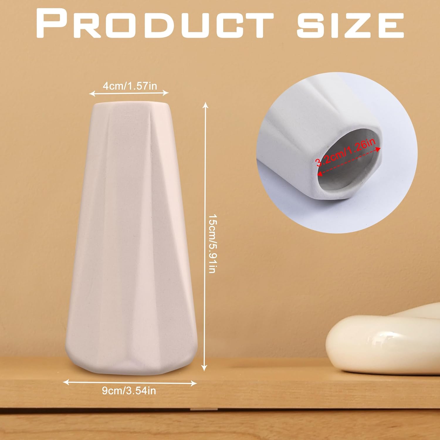Vases côtelés en céramique blanche pour décoration d'intérieur minimaliste et moderne, vase à fleurs décoratif à motif géométrique - 2
