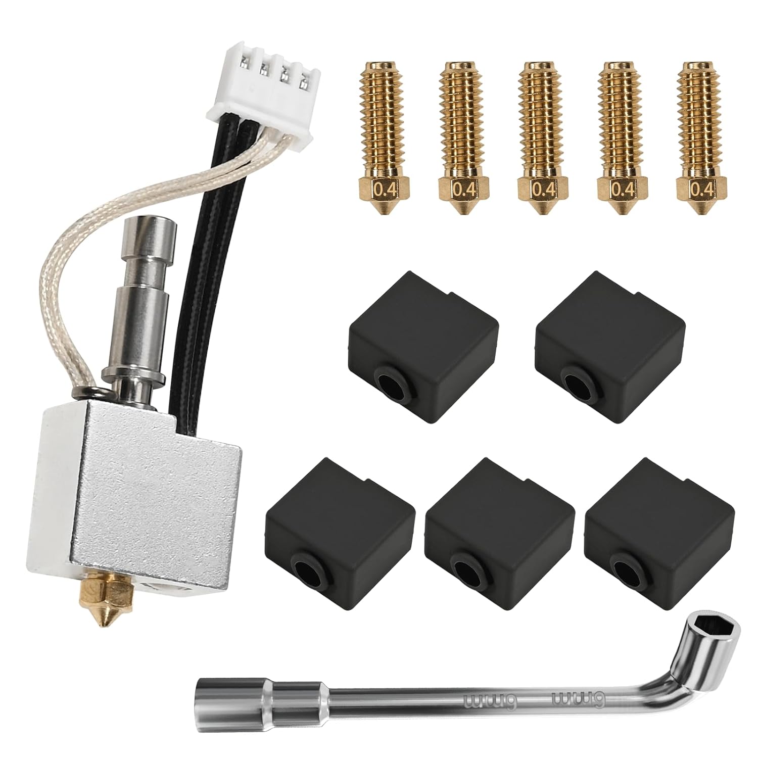 Hotend per Anycbic Kobra S1, kit di estrusione testa di stampa assemblato, blocco riscaldante caldo con ugello 0,2/0,6 mm e 2 pezzi in silicone Sock per Kobra S1, Kobra S1 Combo