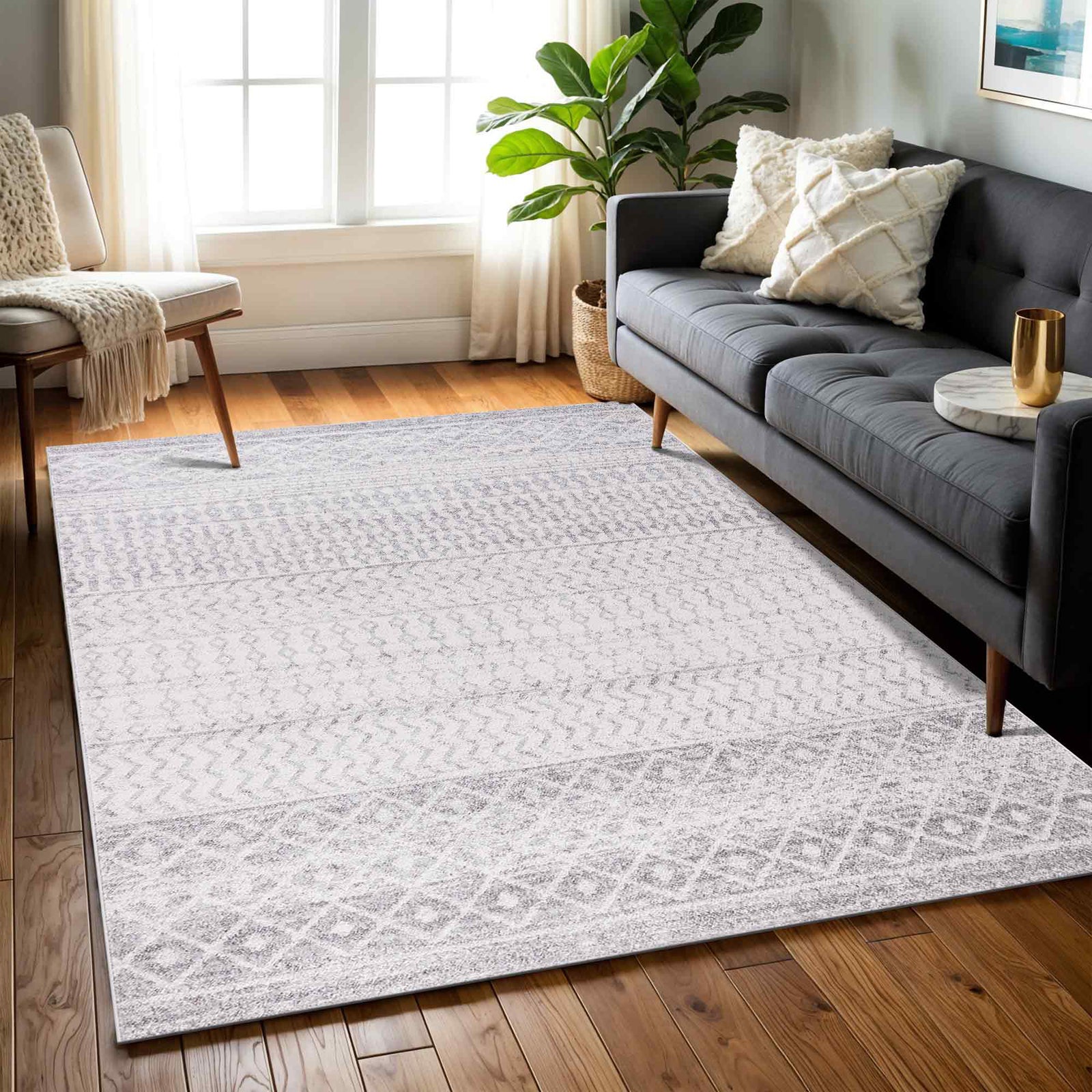 LIVABLISS Tappeto Scandinavo Boho Grigio/Bianco 200x275 cm Mila - 8
