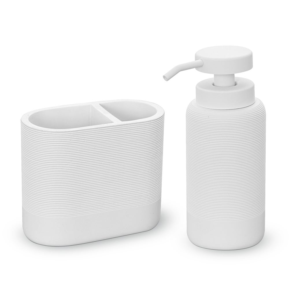 Set accessori bagno da appoggio 2 pezzi in ceramica grigio Circus