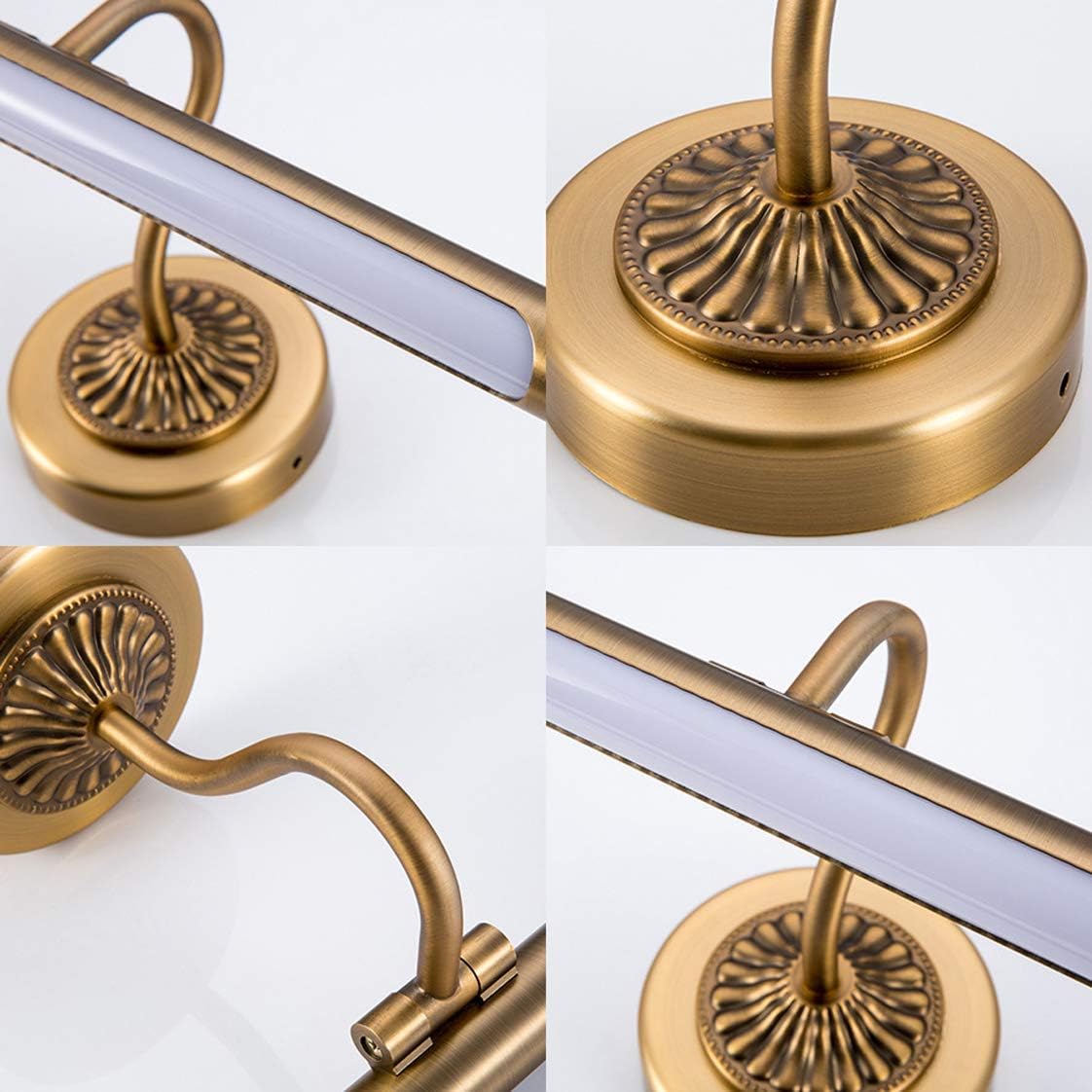 Lampada Da Parete A Specchio Oro Hertl – LED A 3 Temperature (3000K/4000K/6000K), Regolabile, Lunghezza 64/86/100 Cm, Per Bagno E Camera