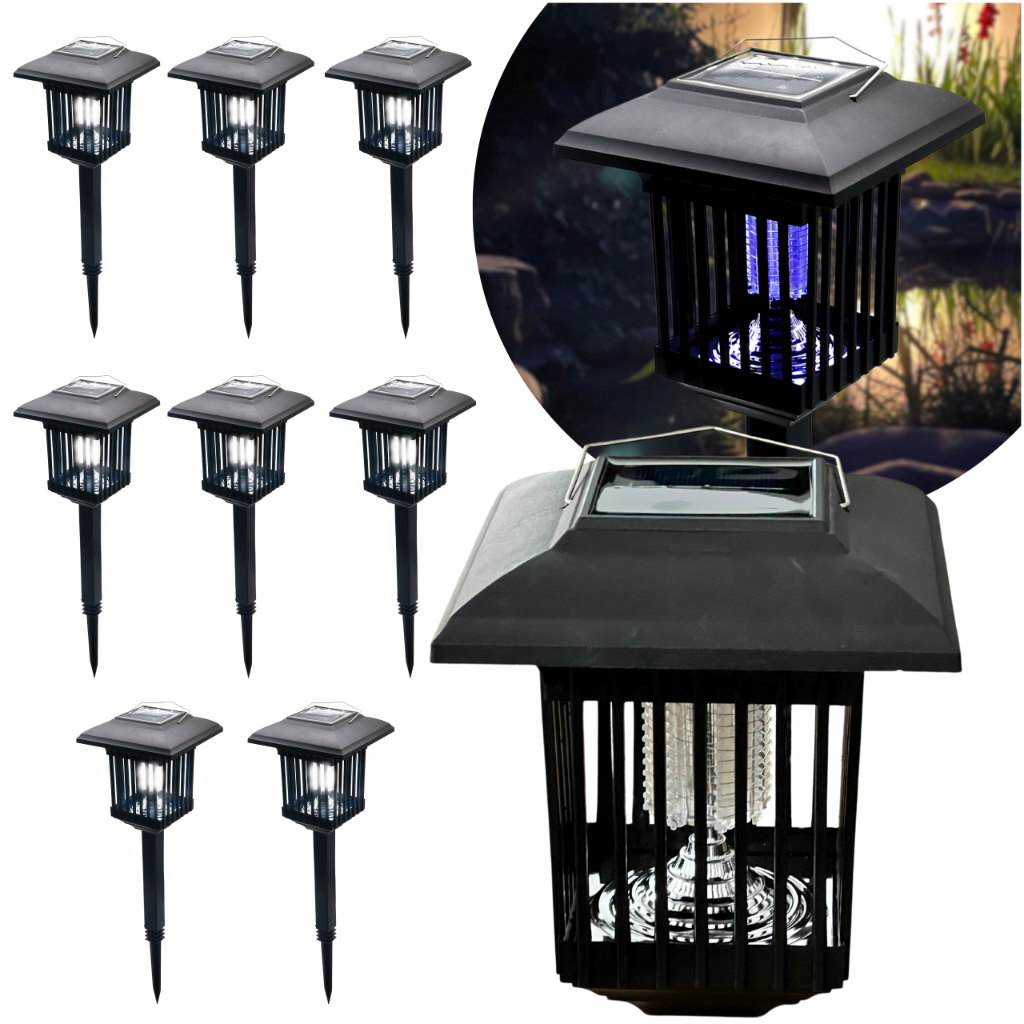 BLIXTAR 8x Lampka Solarna Owadobójcza 2w1 Lampa Ogrodowa LED Latarenka na Komary