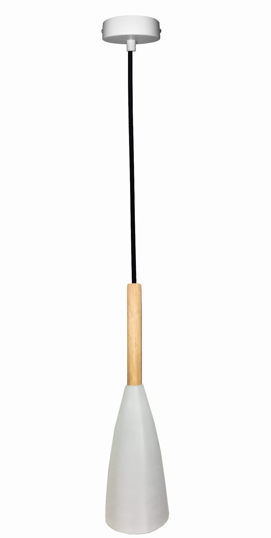 Lampa sufitowa wisząca Trosa biała jasne drewno 1xE27x40W wym: 90 x 10 x 10 cm metal Candellux