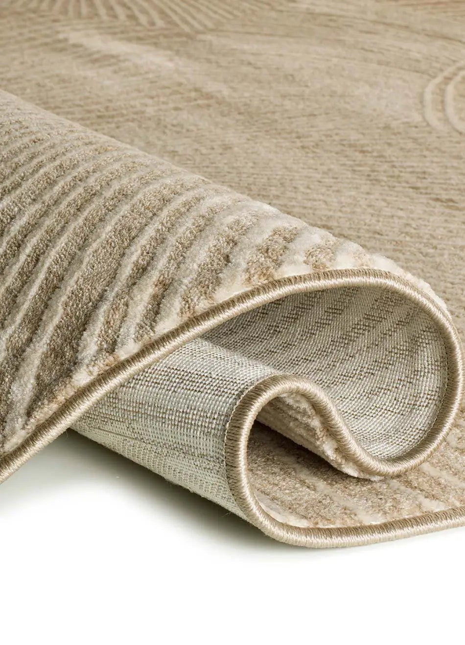 Tapis intérieur beige rectangulaire l.160 x L.230 cm ONA géométrique avec franges - ATTICGO - 5