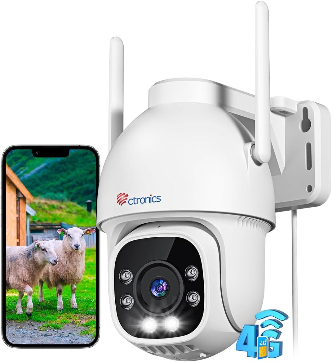 Caméra de surveillance extérieure Ctronics 3G/4G LTE avec carte SIM — free download