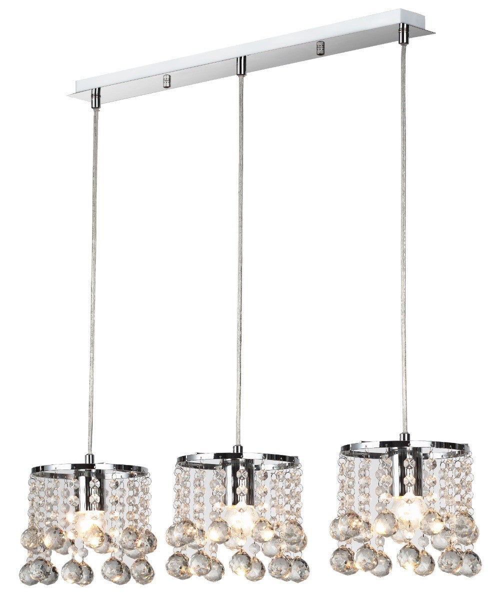 Lampa wisząca London Crystal chromowana 3xE14x40W kryształowa wym: 82 x 71 x 15 cm kryształ Reality