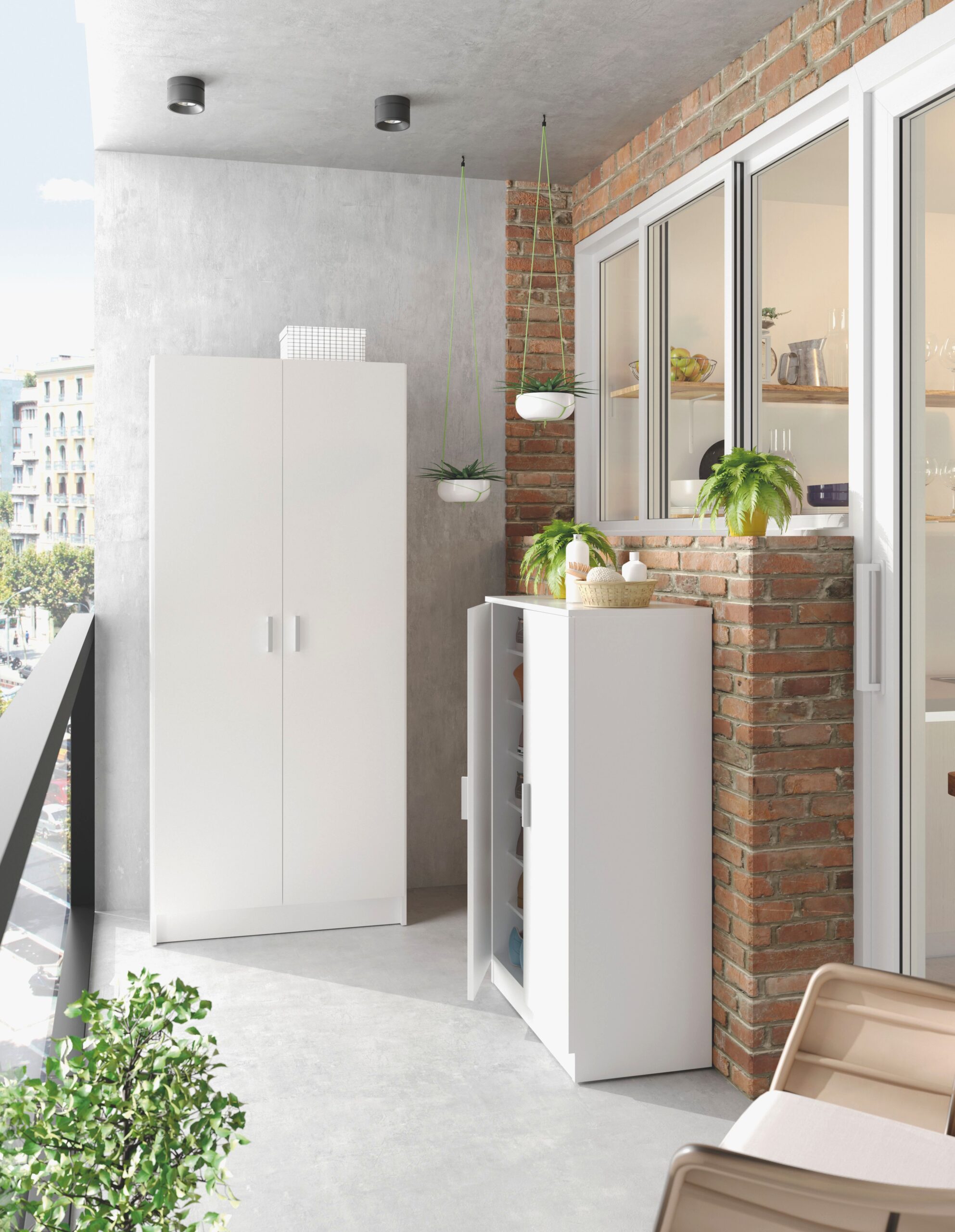 Armario de 2 puertas escobero Clean-Blanco - 3