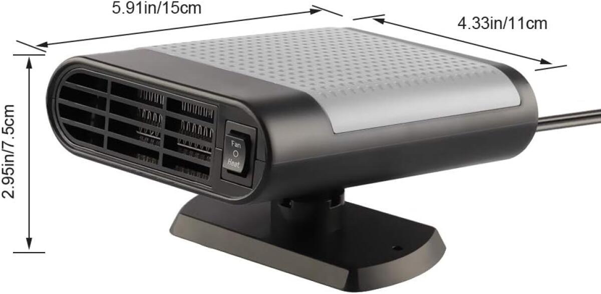 Przenośny grzejnik samochodowy, podłączany do gniazda zapalniczki, 12 V, 150 W, odpowiedni na zimę, czarny i szary - 3