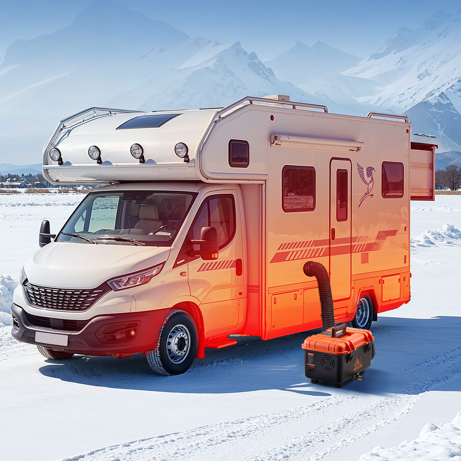 Chauffage Diesel VEVOR 8 kW DC 12 V/24 V, Tout-en-Un Portable, avec Télécommande et Écran LCD, Réservoir de 4 L, Camion Camping-car Fourgonnettes - 8