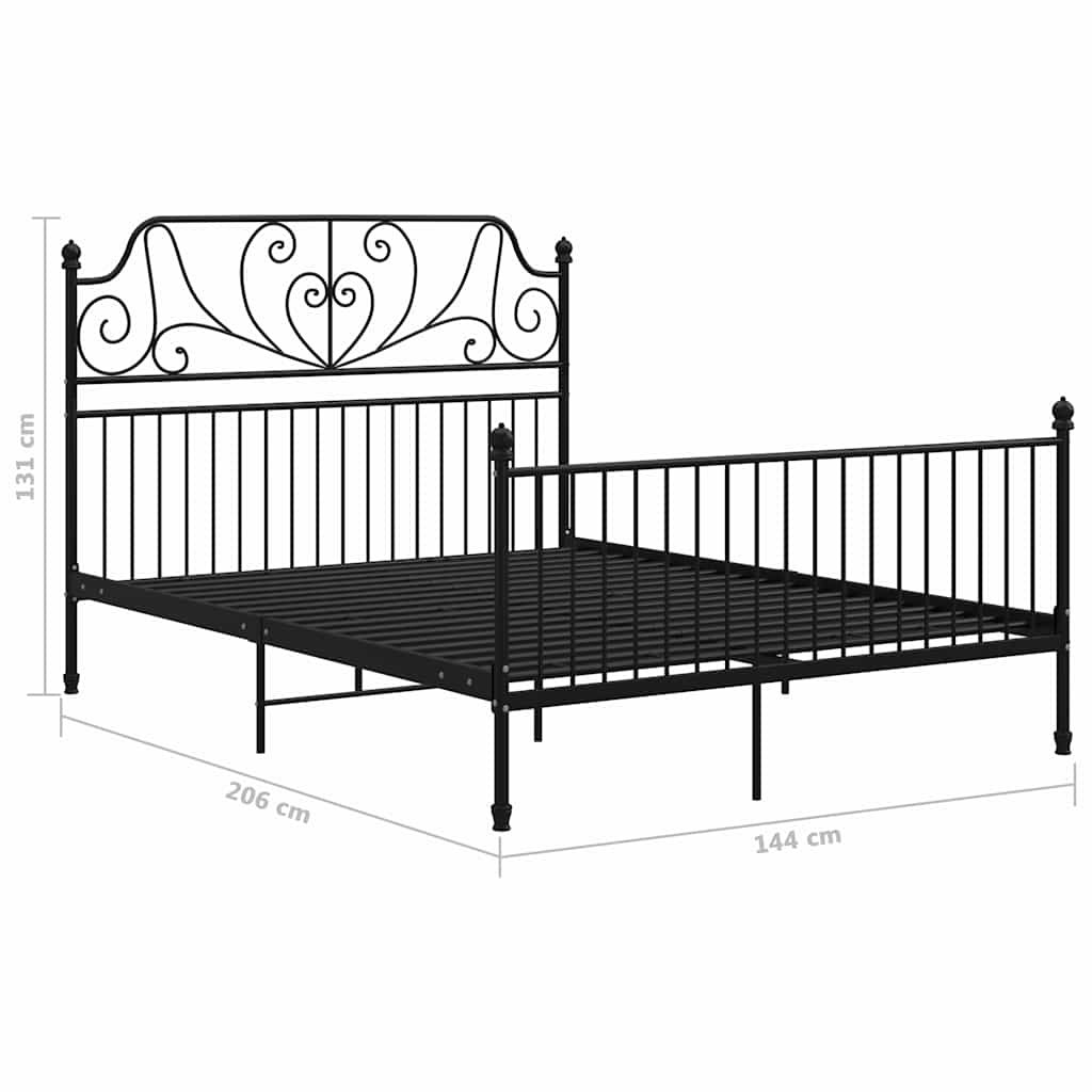 Łóżko Metalowe Czarne Rama Łóżka Ze Stelażem Do Pokoju Sypialni 140 x 200