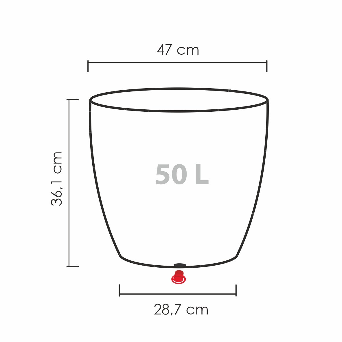 Scheurich Barceo 47, bac à plantes/pot à fleurs/jardinière, cylindrique, coloris: Stony Grey, fabriqué avec du plastique recyclé, pour l’extérieur - 5