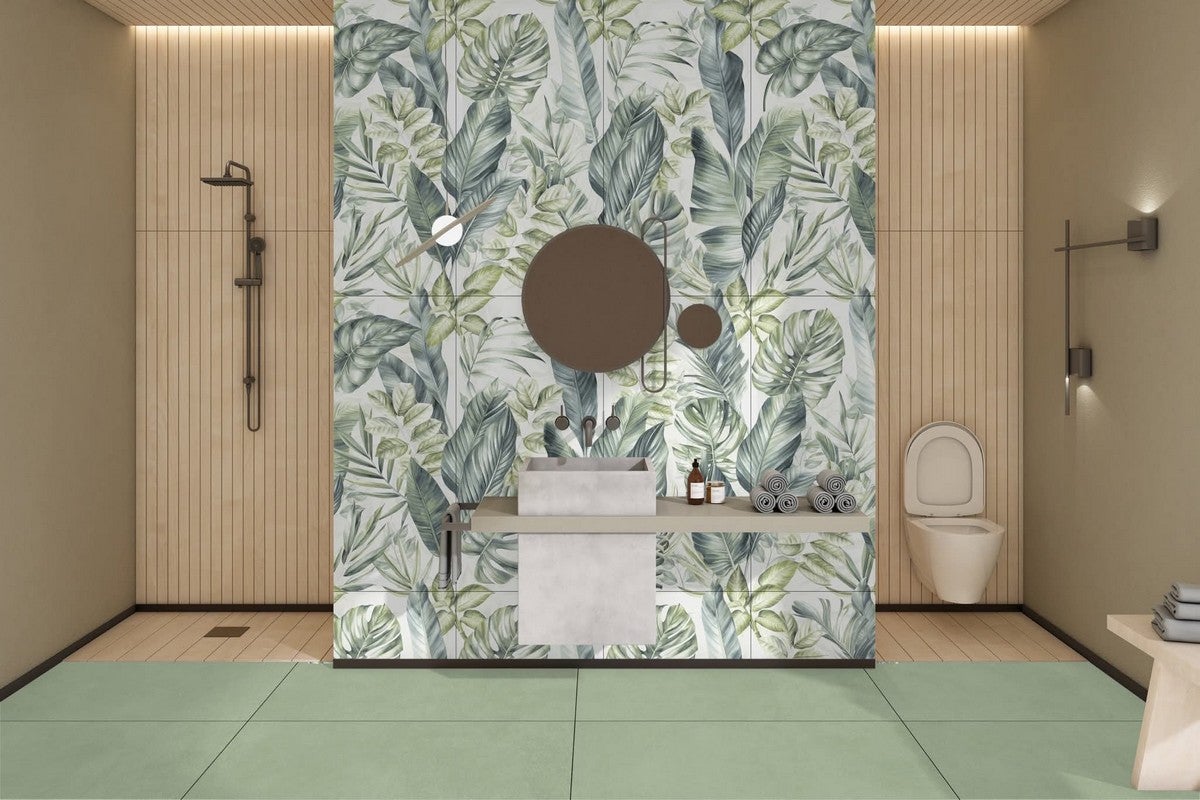 Carrelage sol / mur effet fleur rectifie SYRIA OLIVE ENDLESS l.60 x L.120 cm Mat - 2