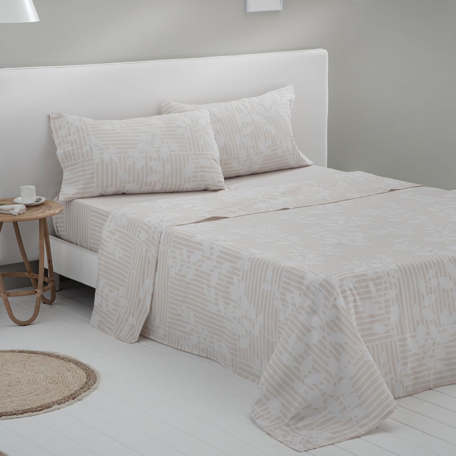 Cotton artean - juego de sábanas ason algodón poliéster beige cama 160