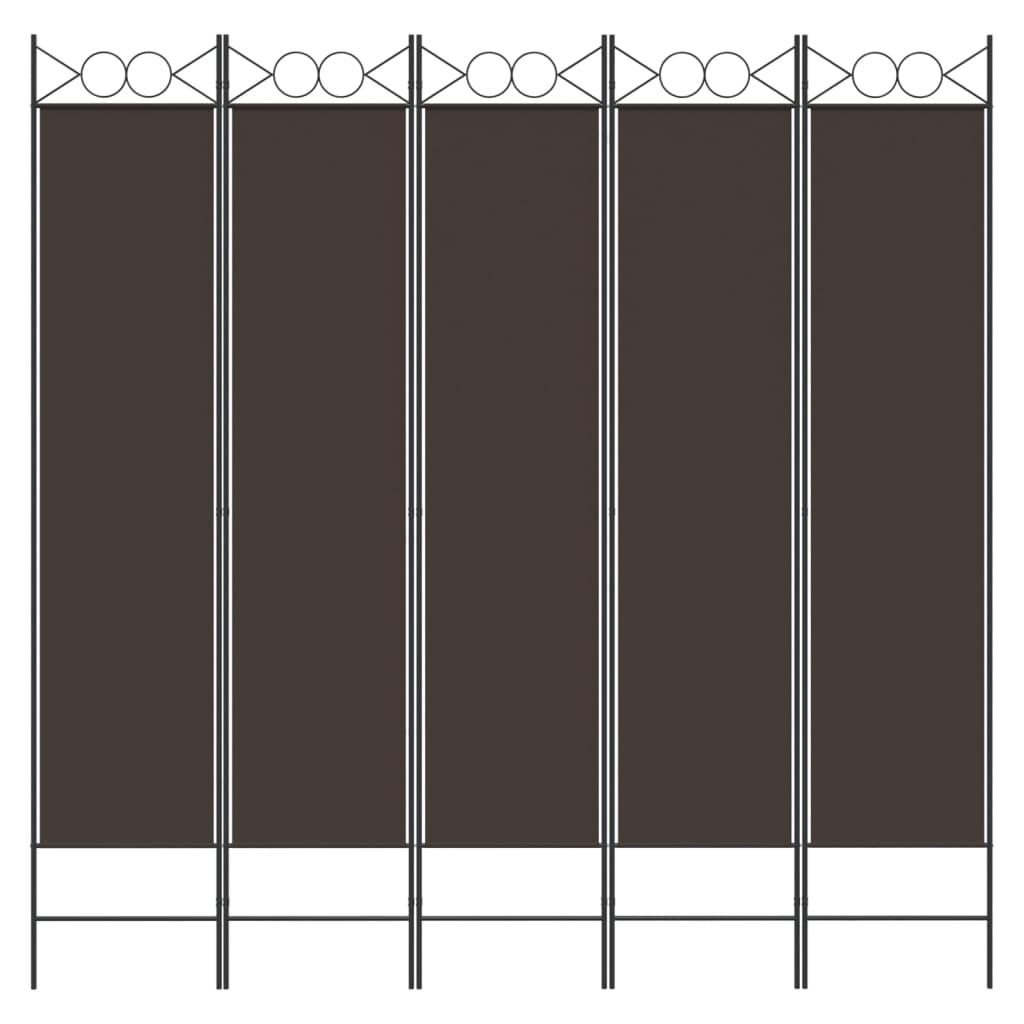 vidaXL Cloison de séparation 5 panneaux Marron 200x200 cm Tissu - 4