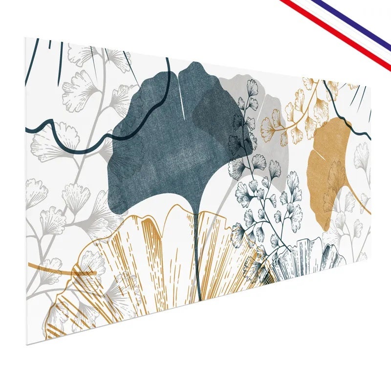 Crédence de salle de bain en PVC floral doré et bleu 140x30 cm (en 2 bandeaux) - Gingko - 4