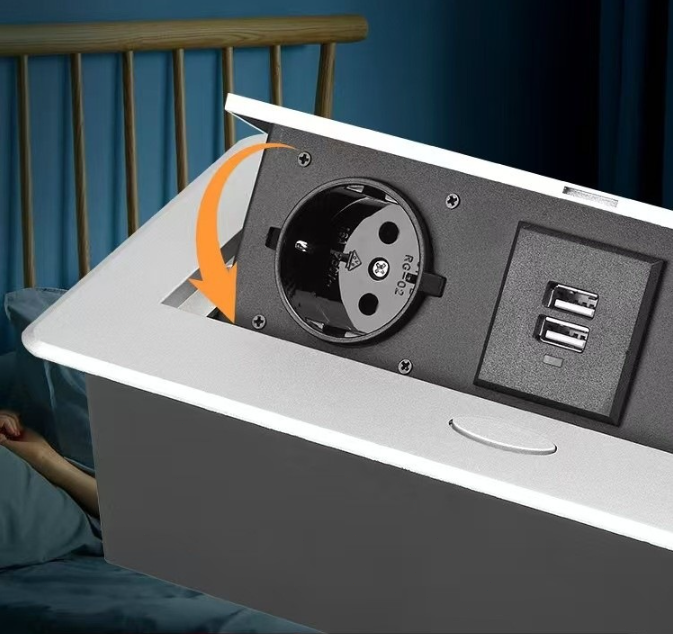 Prise encastrée rétractable avec 3 prises, peut être utilisée comme prise de table de cuisine ou prise de sol, économisant de l'espace - 5