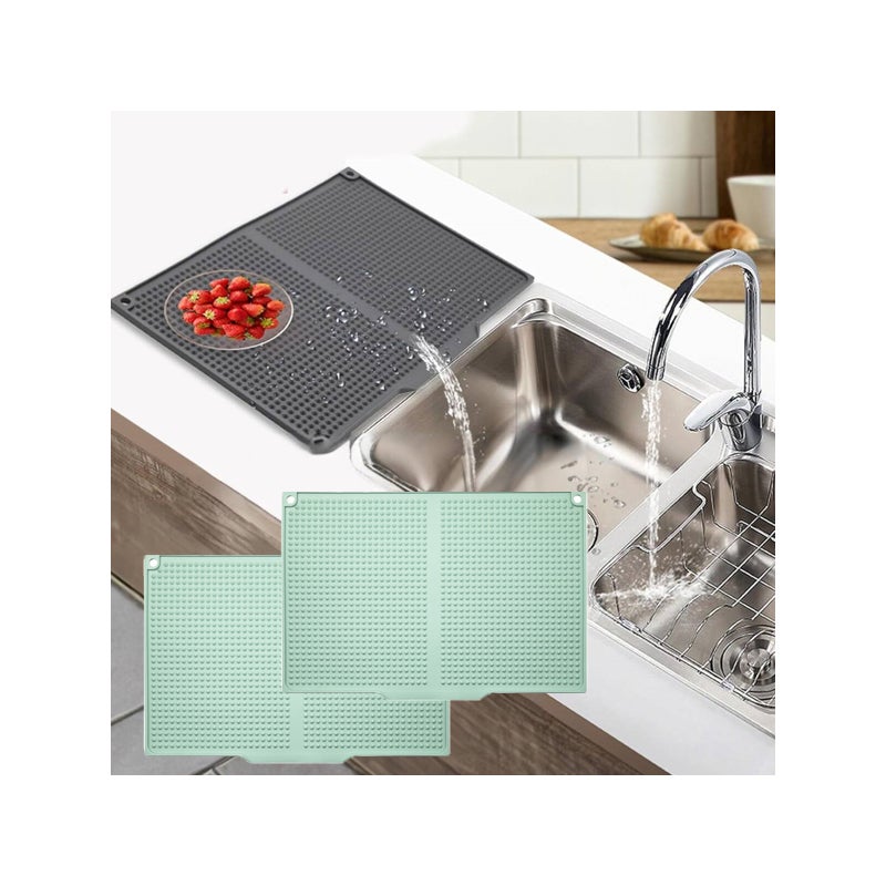 2 x Silikonowe maty kuchenne 45x30 - Mata ociekowa do zlewu - Ochrona blatu - Antypoślizgowa - Zmywalna