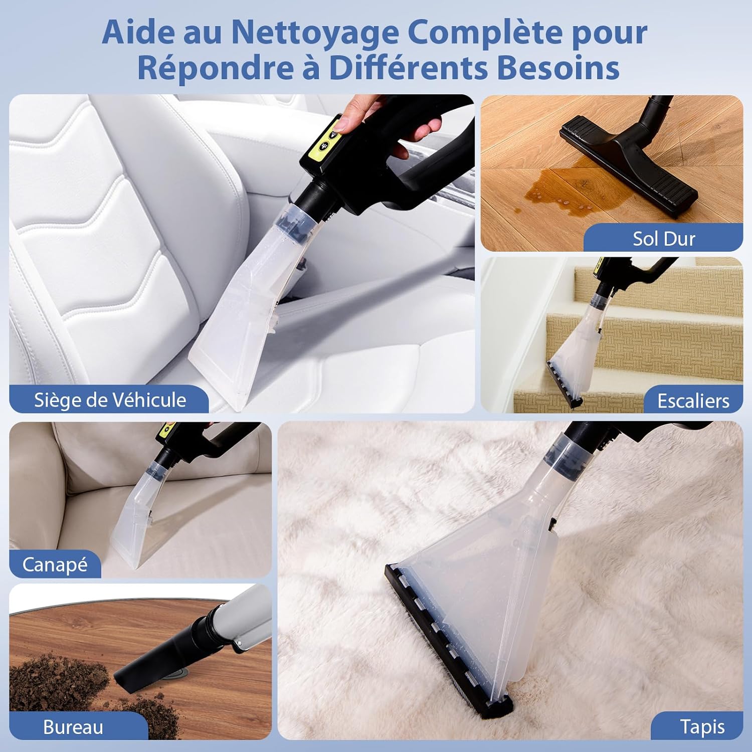 1200W 20L Aspiratori Solidi e Liquidi, 4 in 1 Macchina per Pulizia 17 KPA, Aspirapolvere con Accessori per Pavimenti Scale Divano Auto - 7
