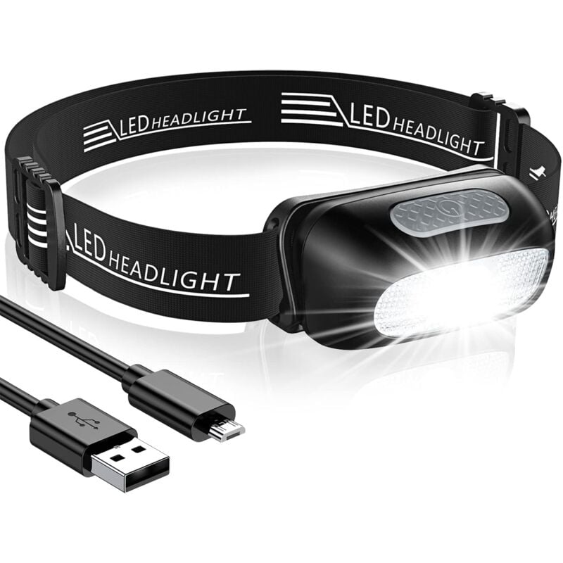 APUNOL Lampe frontale rechargeable super lumineuse 1200 lm LED IP65 étanche avec interrupteur détecteur de mouvement, 14 modes d'éclairage pour course à pied, camping, randonnée, sports de plein air