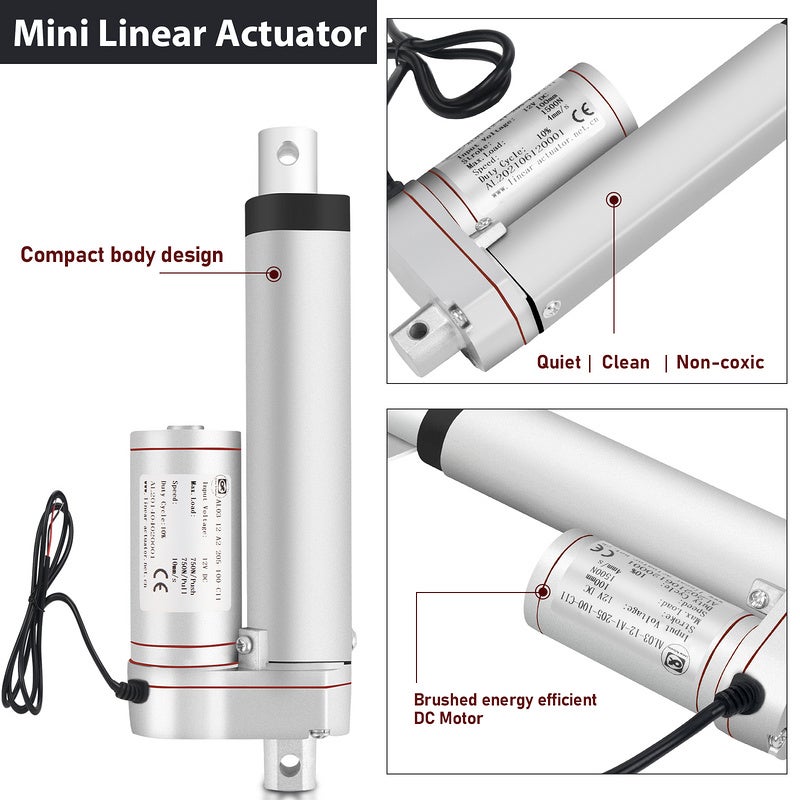 Actionneur Lineaire 12 V, Actionneur 150 mm 337.5 lb/1500 N 5.7mm/s avec Support de Montage, Mecaniques - 5