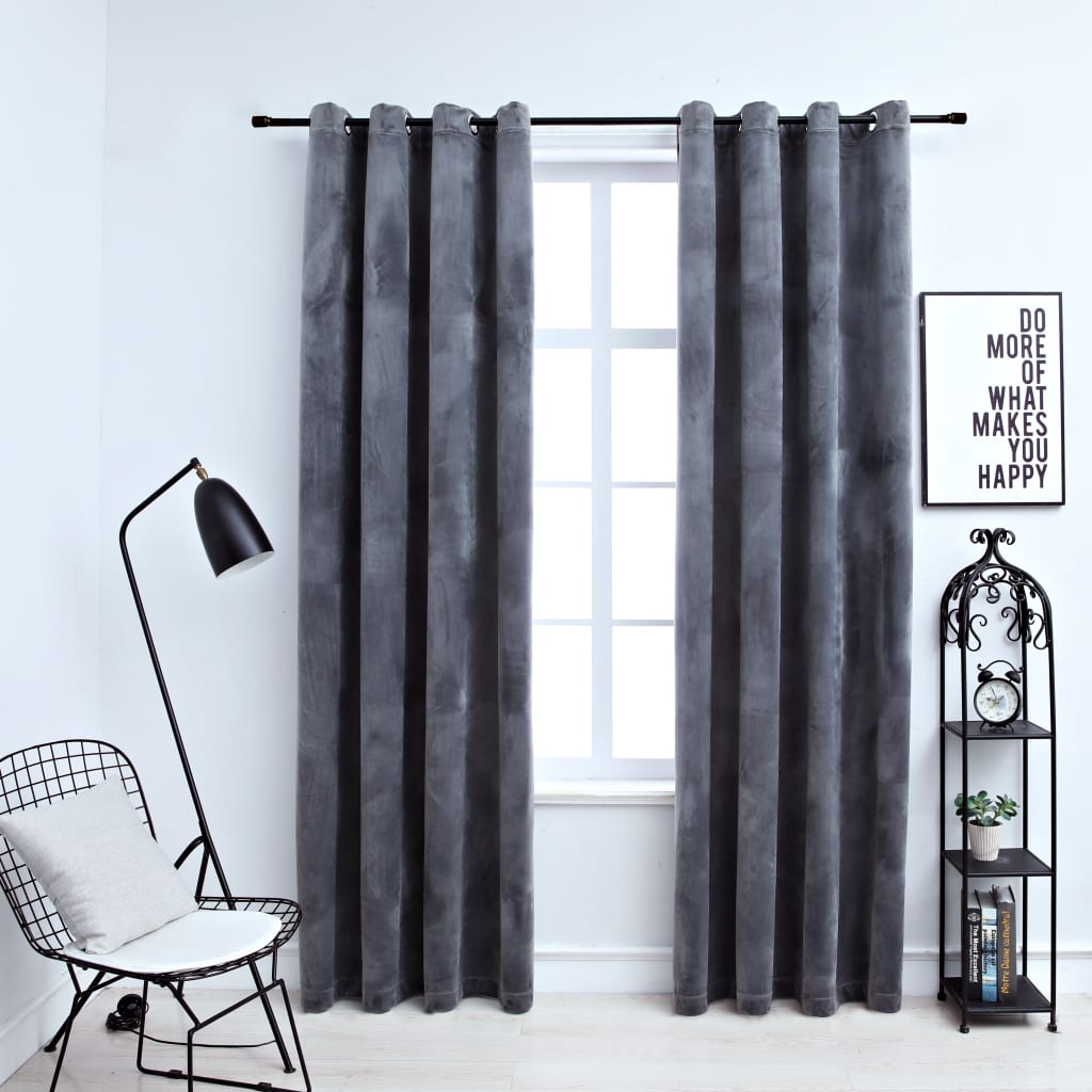 Maison exclusive - cortinas opacas anillas 2 uds terciopelo antracita 140x245 cm
