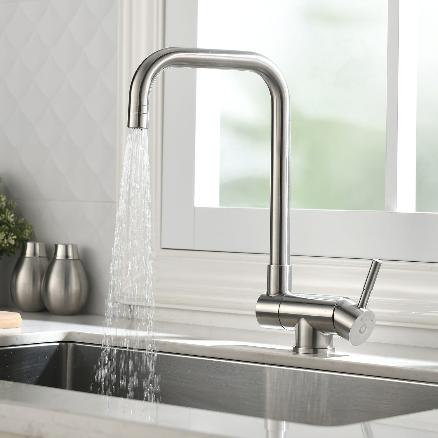 Grifo mezclador de cocina extraíble cepillado, grifo de fregadero