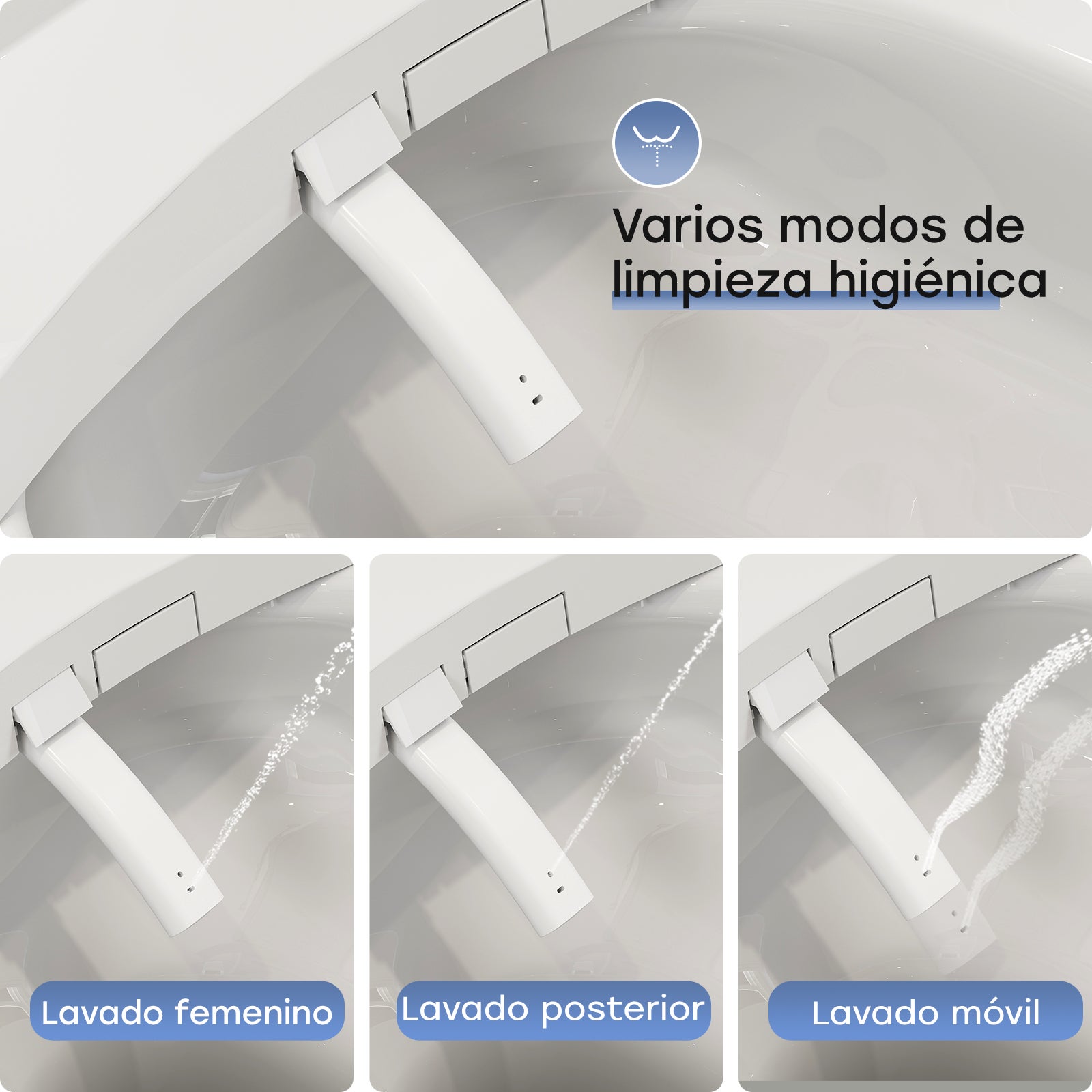 HOROW Asiento de inodoro inteligente inteligente con boquilla, función de ducha, secado de aire caliente, temperatura ajustable y presión de agua, luz - 3