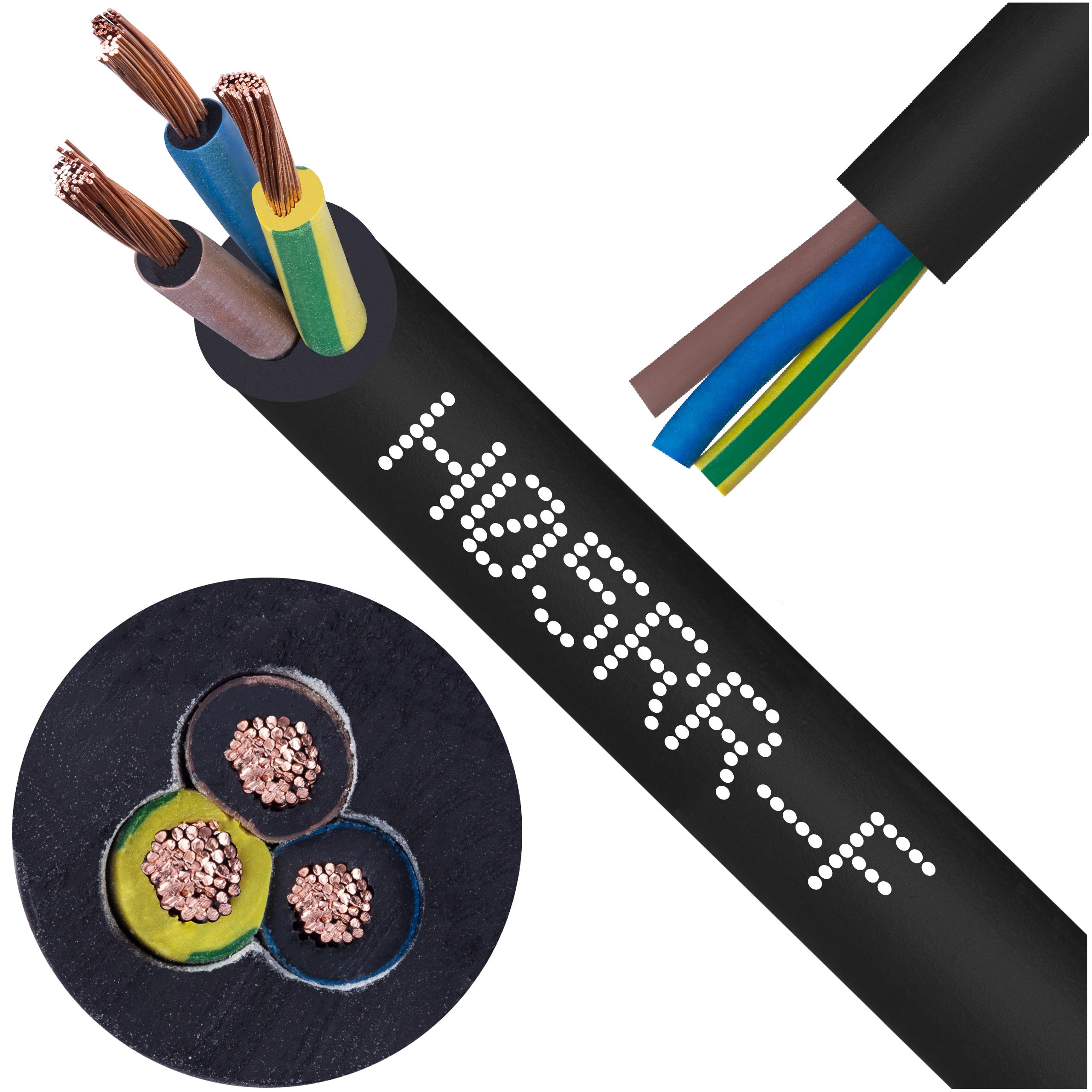 Kabel przemysłowy gumowy OW / H05RR-F 3x2,5mm2 czarny 300/500V zewnętrzny linka Elektrokabel 50m