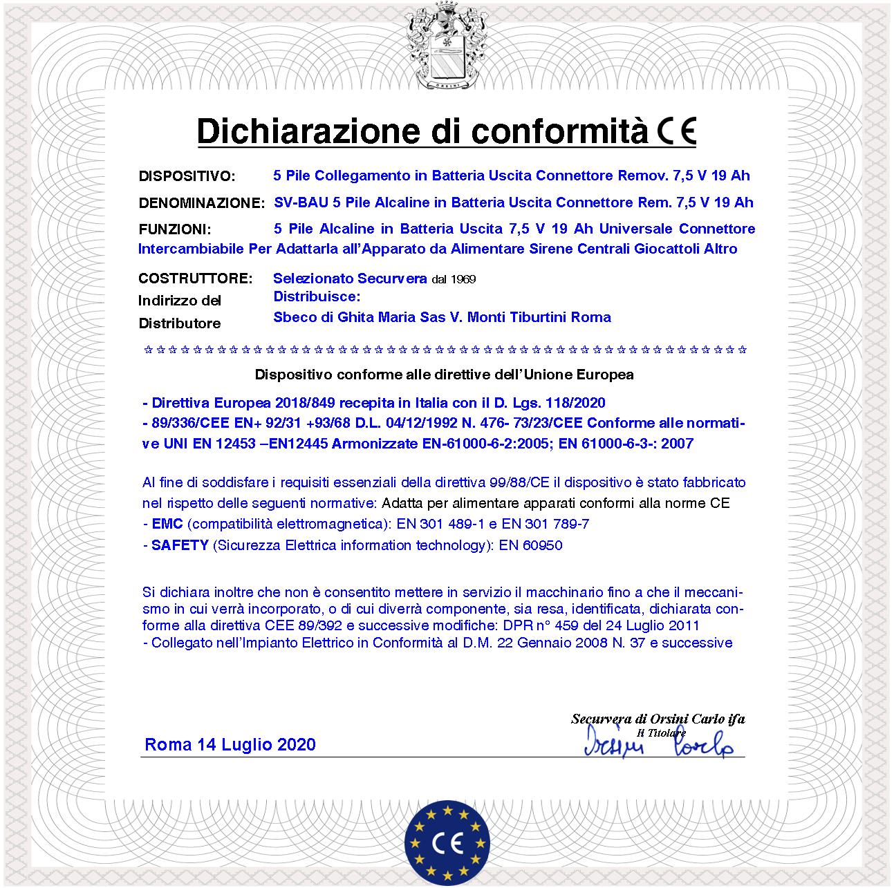 LR20 Pacco 5 Pile Alcaline 7,5 V 19 Ah Batteria Non Ricaricabile Colore Occasionale Ricambio Antifurto Qualsiasi Marca Connettore Sostituibile Misure - 2